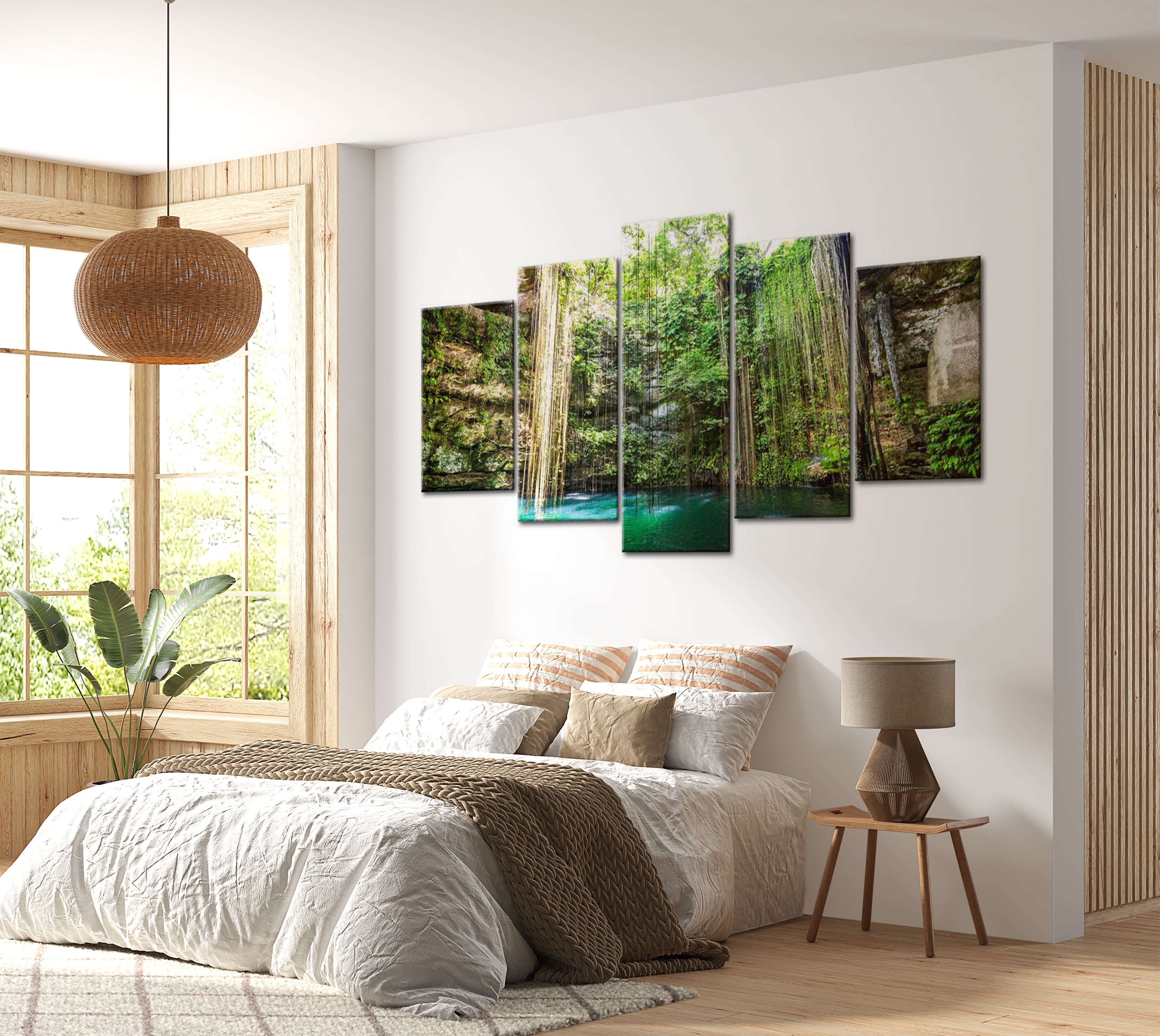 Stretched Canvas Landscape Art - Waterfall Of Trees 40"Wx20"H