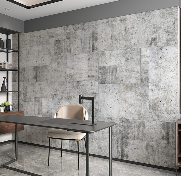 Background & Patterns Wallpaper Wall Mural - Modern Concrete Tiles 39"Wx27"H