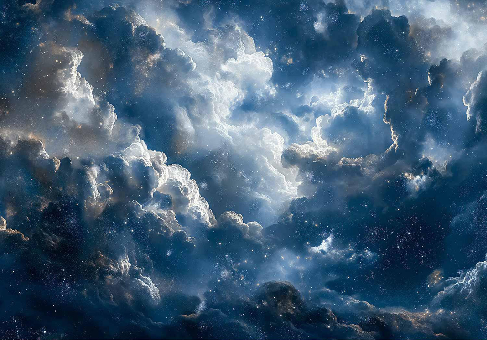 Peel & Stick Space Wall Mural - Clouds and Stars 38"Wx27"H