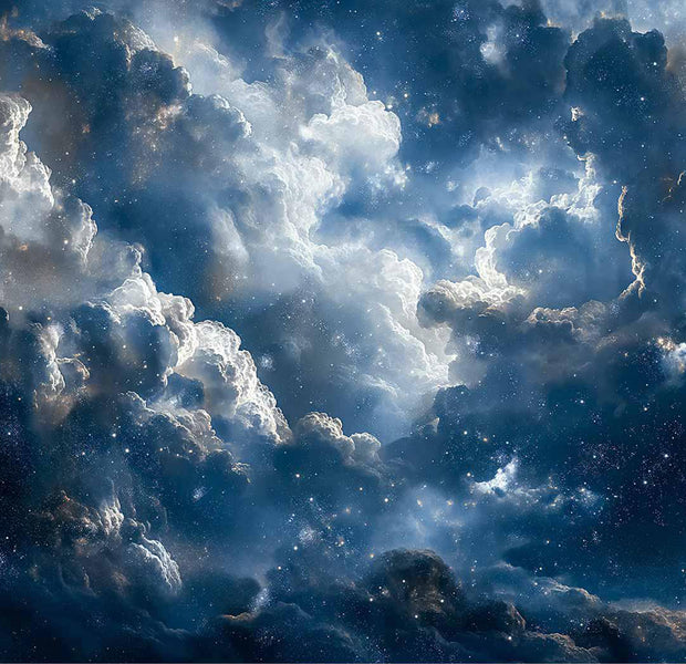 Peel & Stick Space Wall Mural - Clouds and Stars 38"Wx27"H