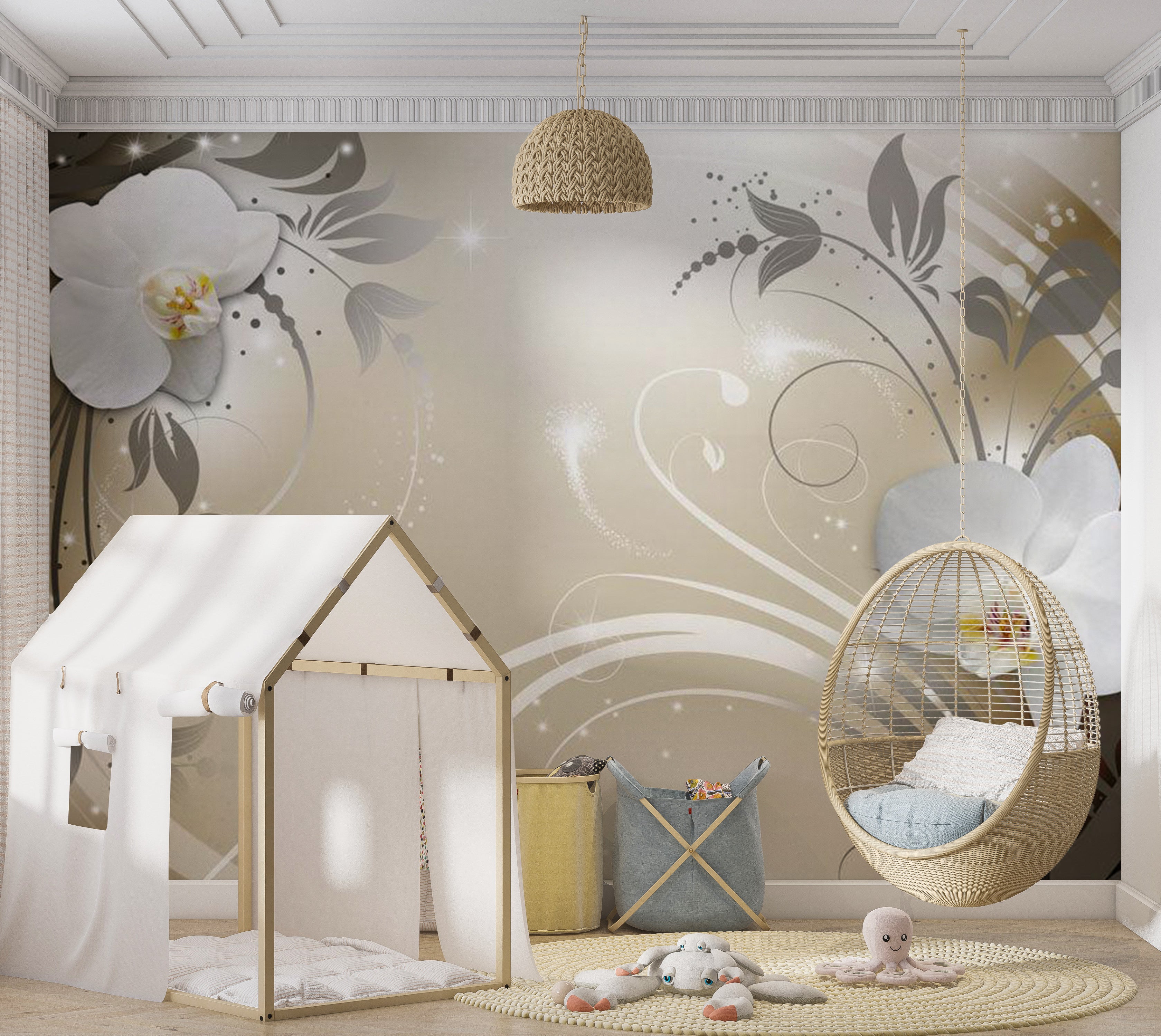 Peel & Stick Glam Wall Mural - Gold Dance 38"Wx27"H