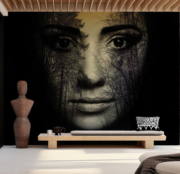 Abstract Wallpaper Wall Mural - Forest Mask 118"Wx90"H