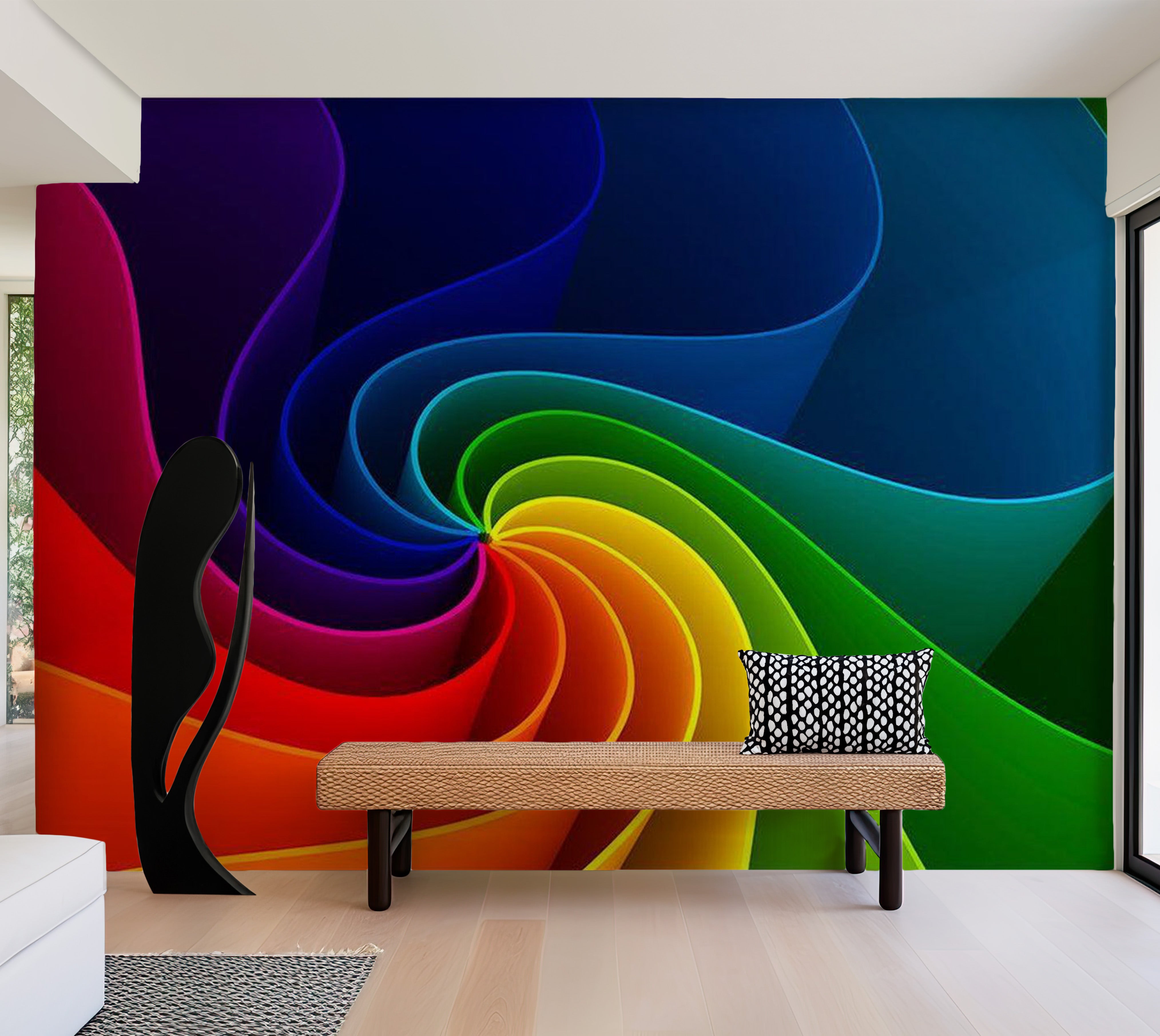 Abstract Wallpaper Wall Mural - Colorful Pinwheel 39"Wx27"H