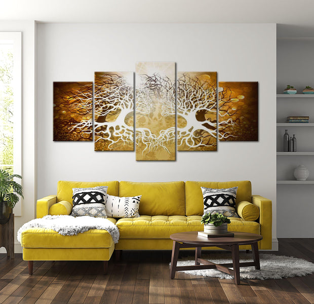 Abstract Canvas Wall Art - Forest Lovers - 5 Pieces