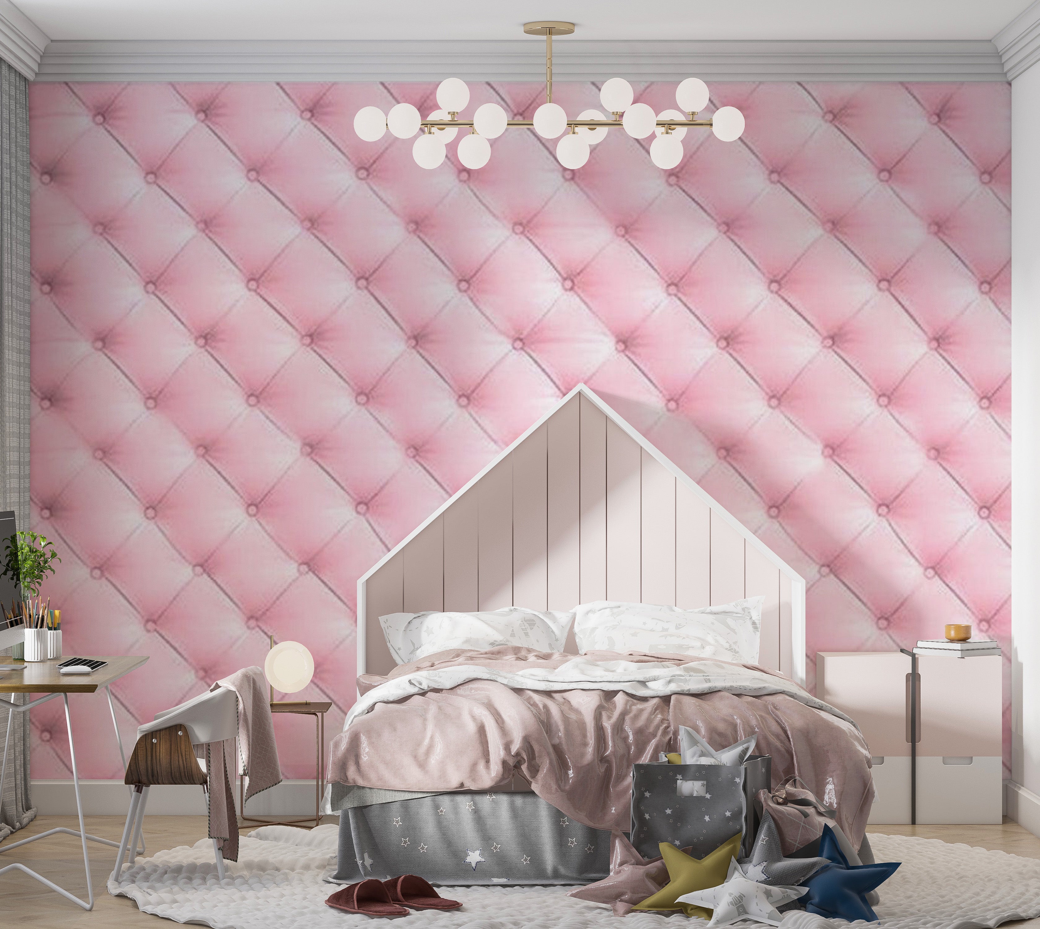 Background & Patterns Wallpaper Wall Mural - Pink Chesterfield Pattern 39"Wx27"H