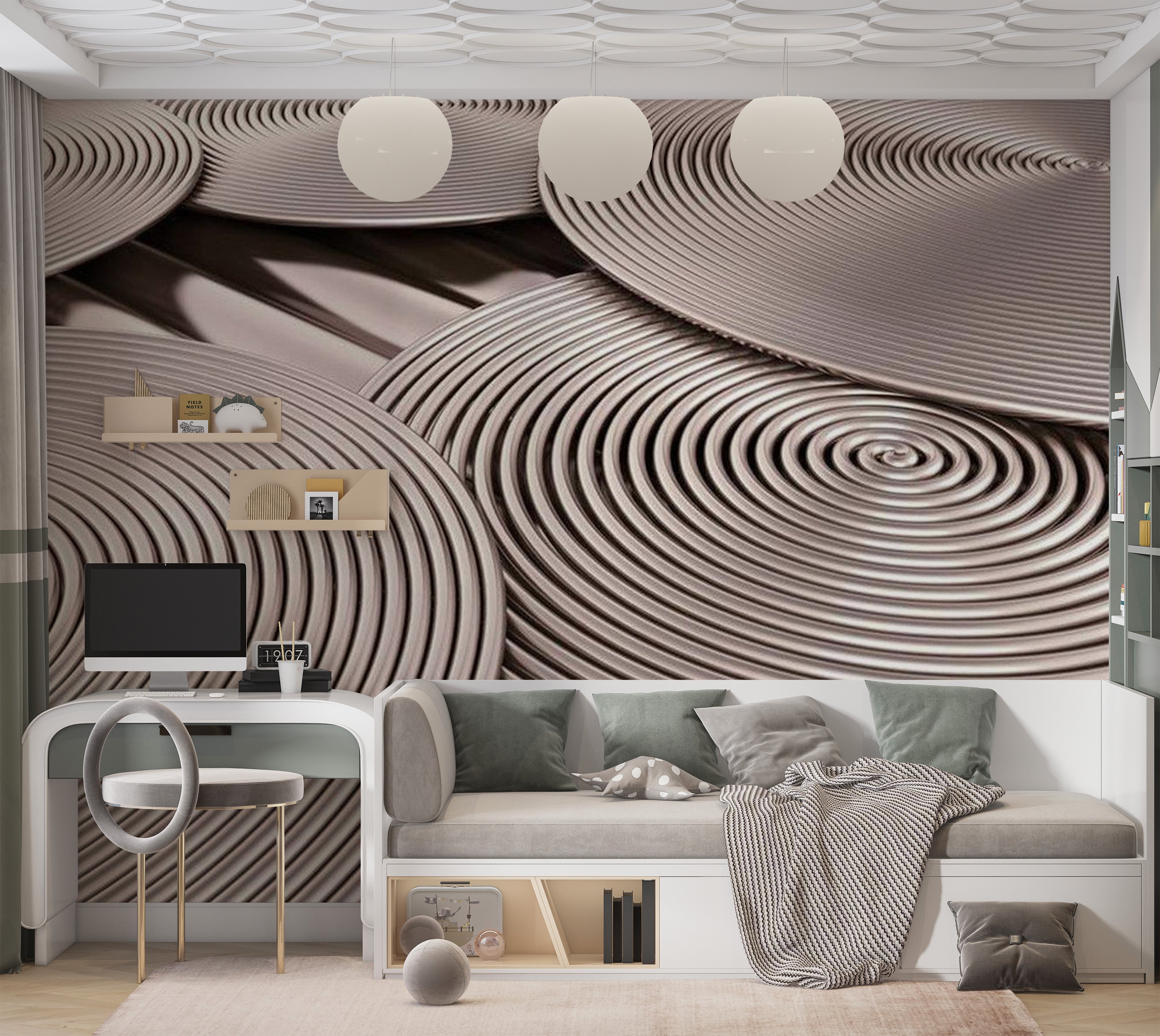 Background & Patterns Wallpaper Wall Mural - Copper Spirals 39"Wx27"H