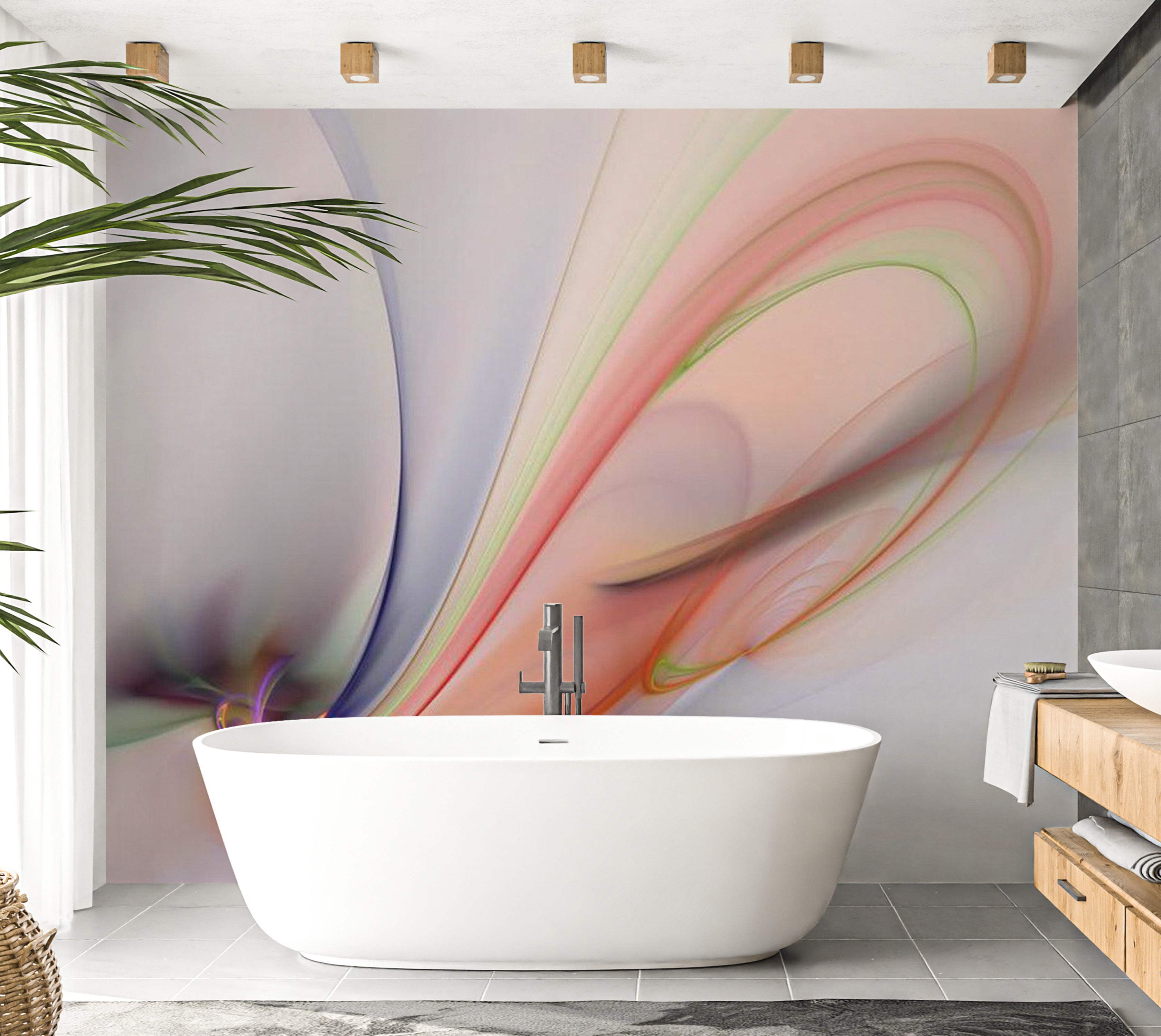 Abstract Wallpaper Wall Mural - Silky Colorful Smoke 118"Wx90"H