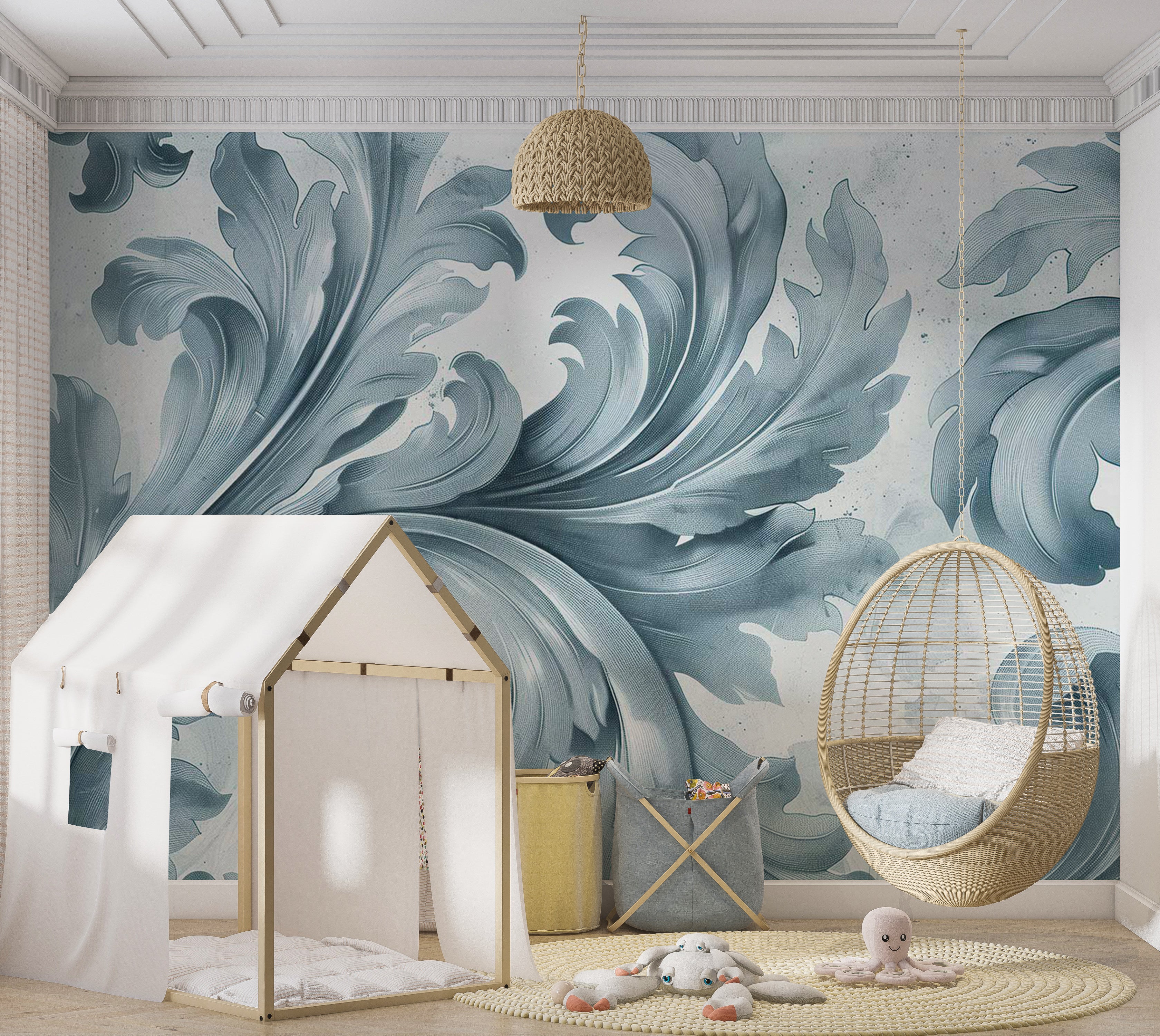 Peel & Stick Wall Mural - Light Blue Baroque 38"Wx27"H