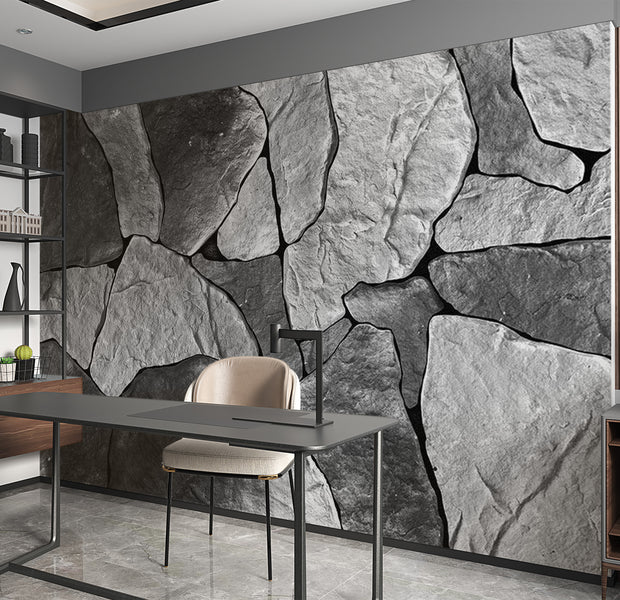 Background & Patterns Wallpaper Wall Mural - Big Dark Grey Rocks 39"Wx27"H