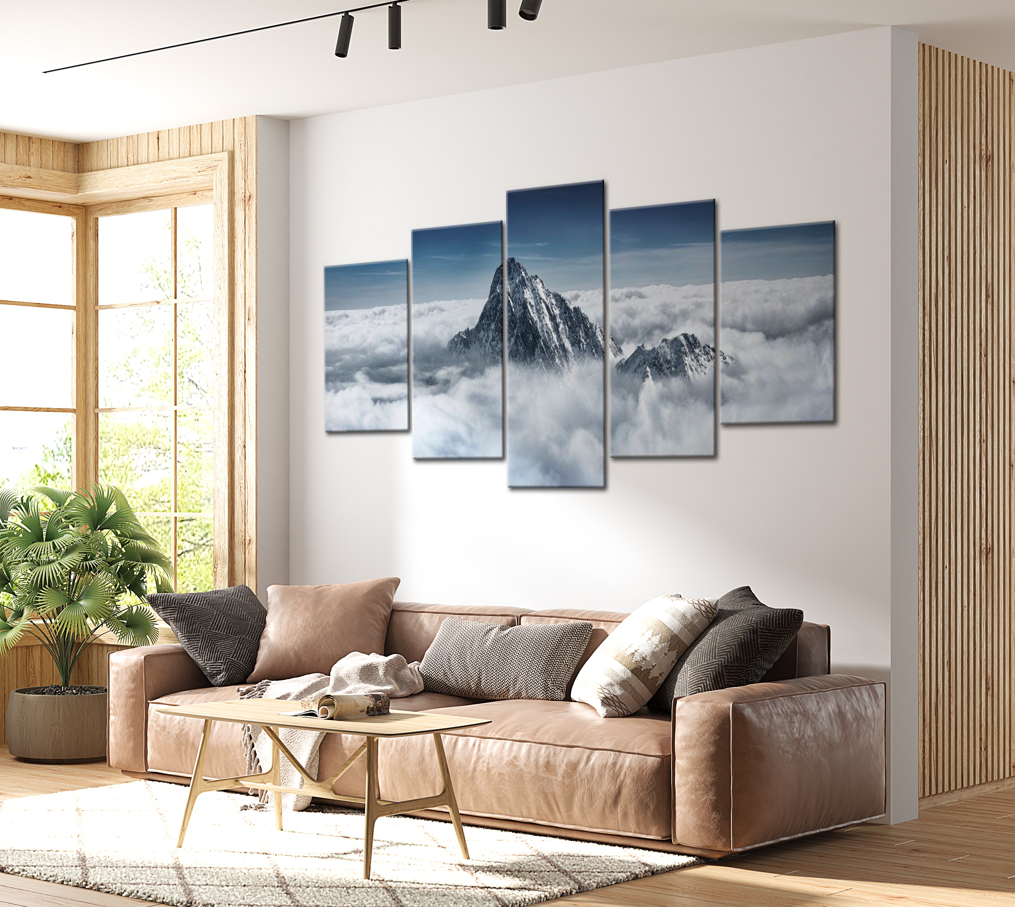 Stretched Canvas Landscape Art - A Peak Rising Above The Clouds 40"Wx20"H