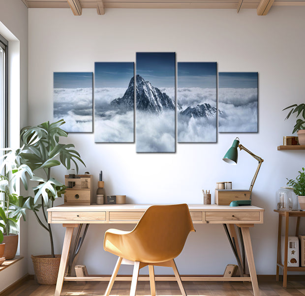 Stretched Canvas Landscape Art - A Peak Rising Above The Clouds 40"Wx20"H