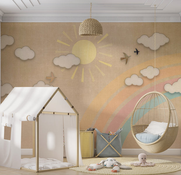 Peel & Stick Kids Wall Mural - Aesthetic Rainbow Day 38"Wx27"H