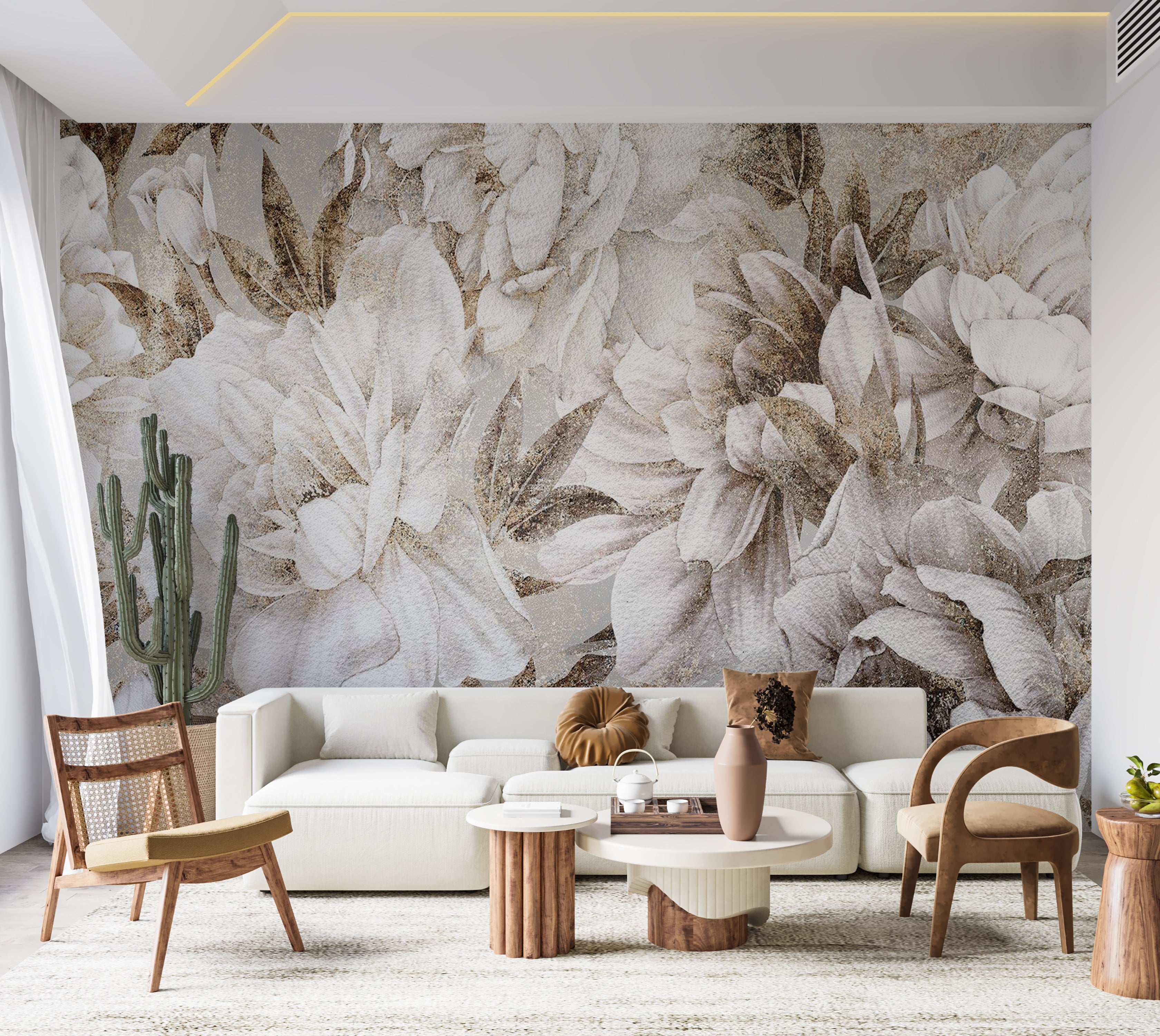 Floral Wallpaper Wall Mural - Vintage Blooming 39"Wx27"H / Standard