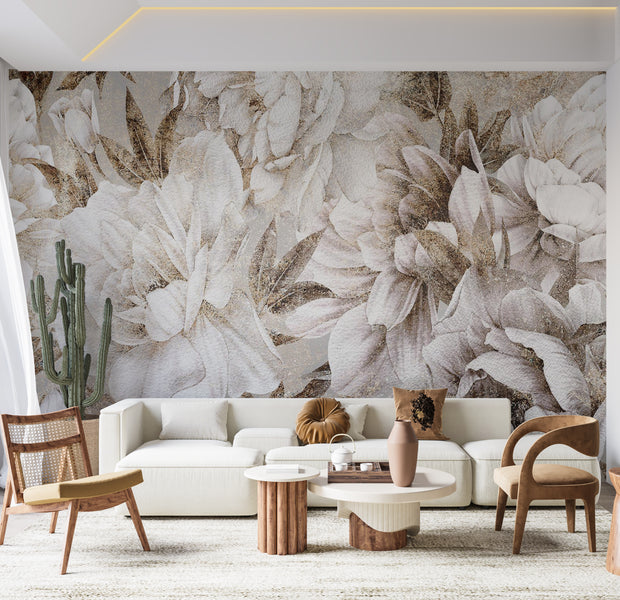 Floral Wallpaper Wall Mural - Vintage Blooming 39"Wx27"H / Standard