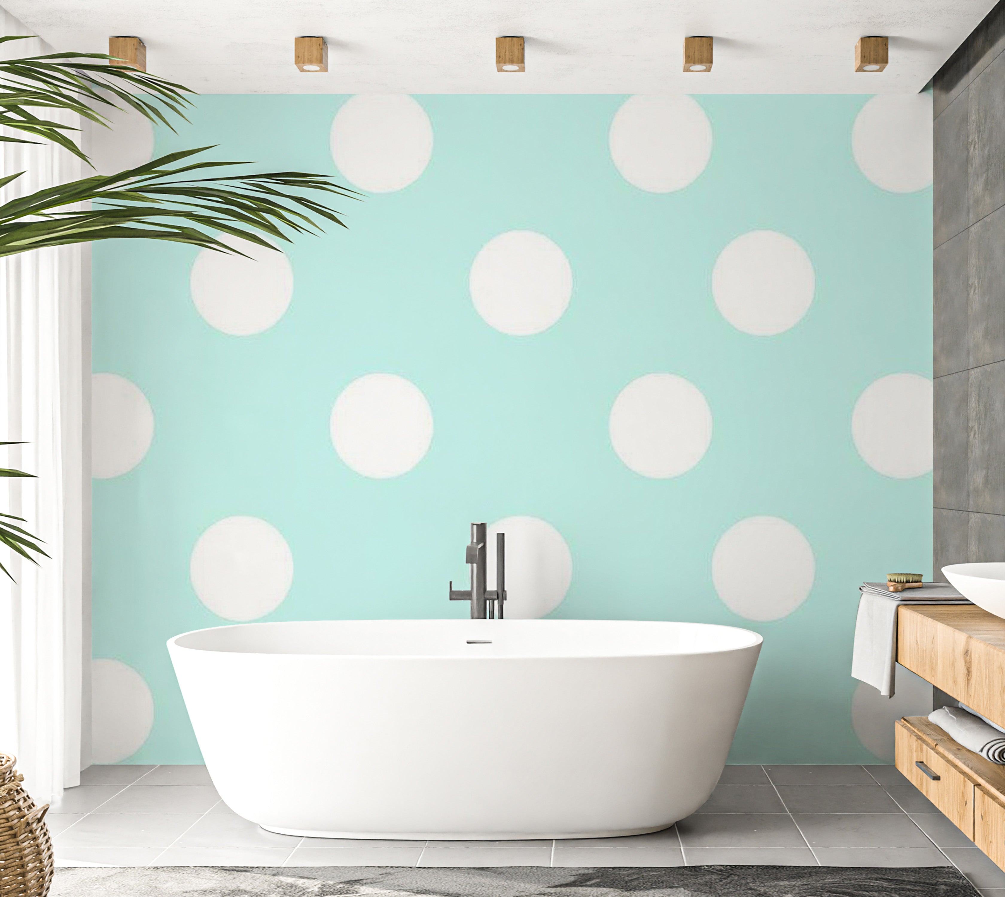 Abstract Wallpaper Wall Mural - Sky Blue Dots 39"Wx27"H