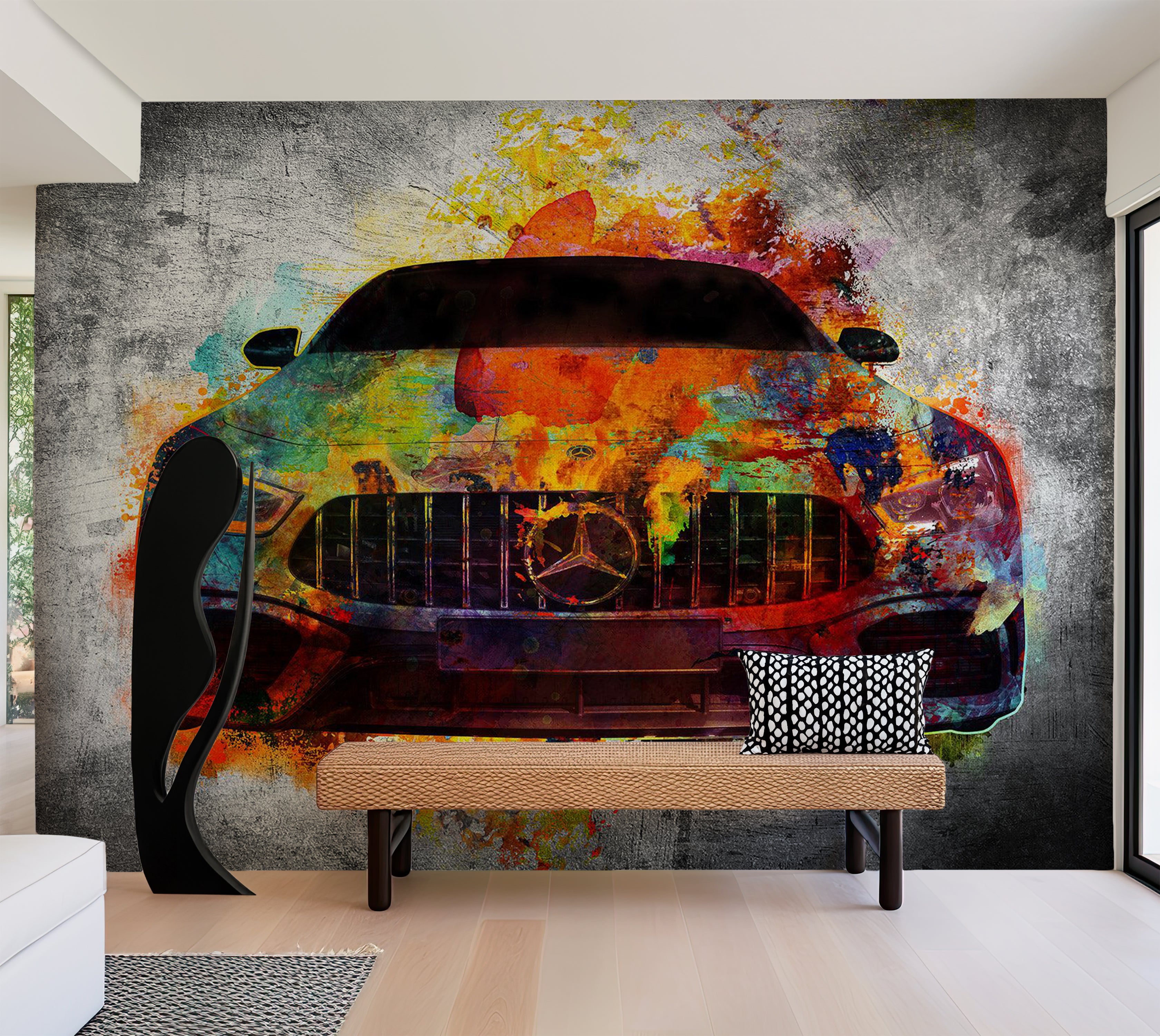 Peel & Stick Wall Mural - Artistic Car Art 38"Wx27"H