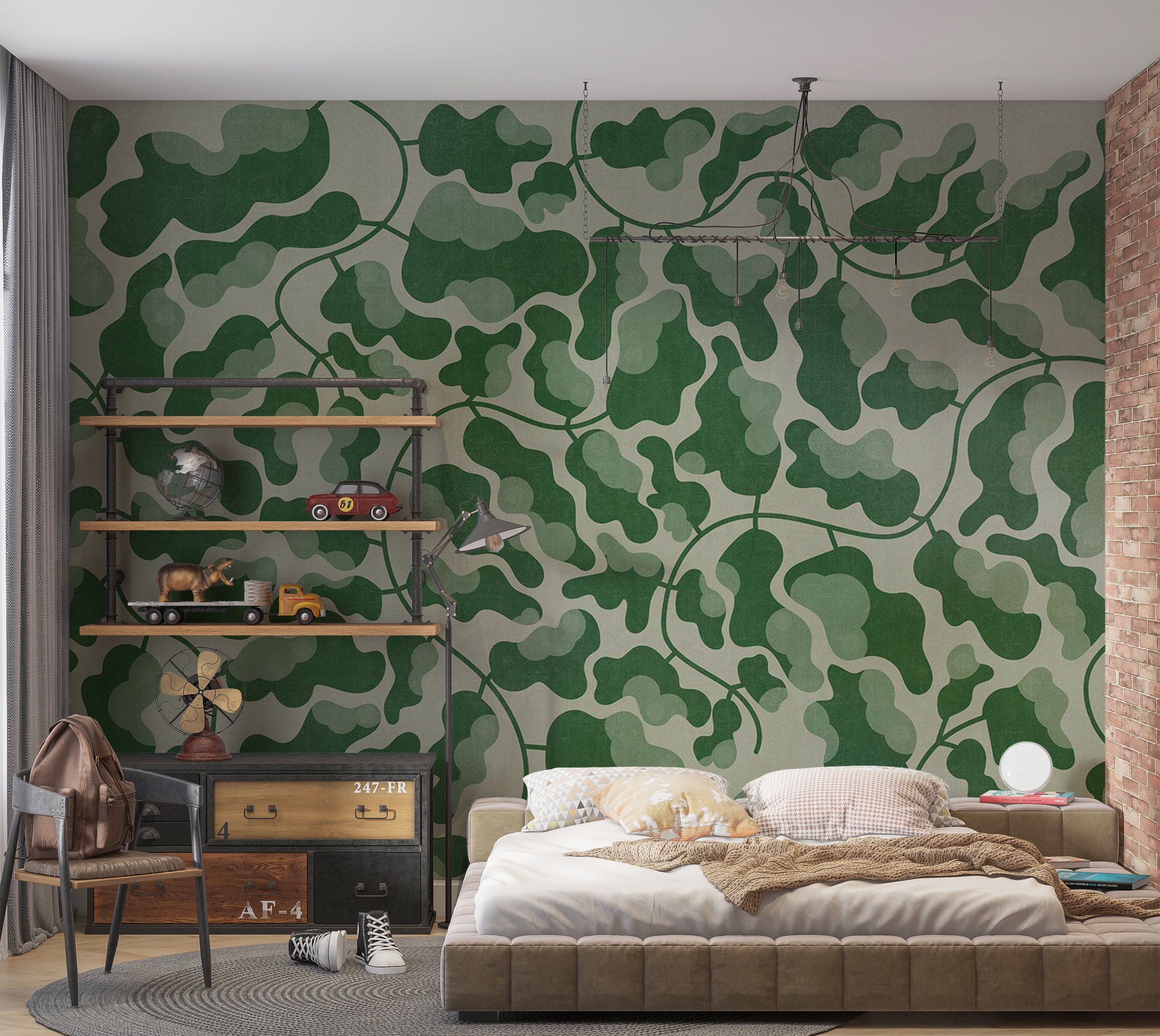 Peel & Stick Botanical Wall Mural - Green Labyrinth 38"Wx27"H