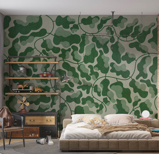 Peel & Stick Botanical Wall Mural - Green Labyrinth 38"Wx27"H