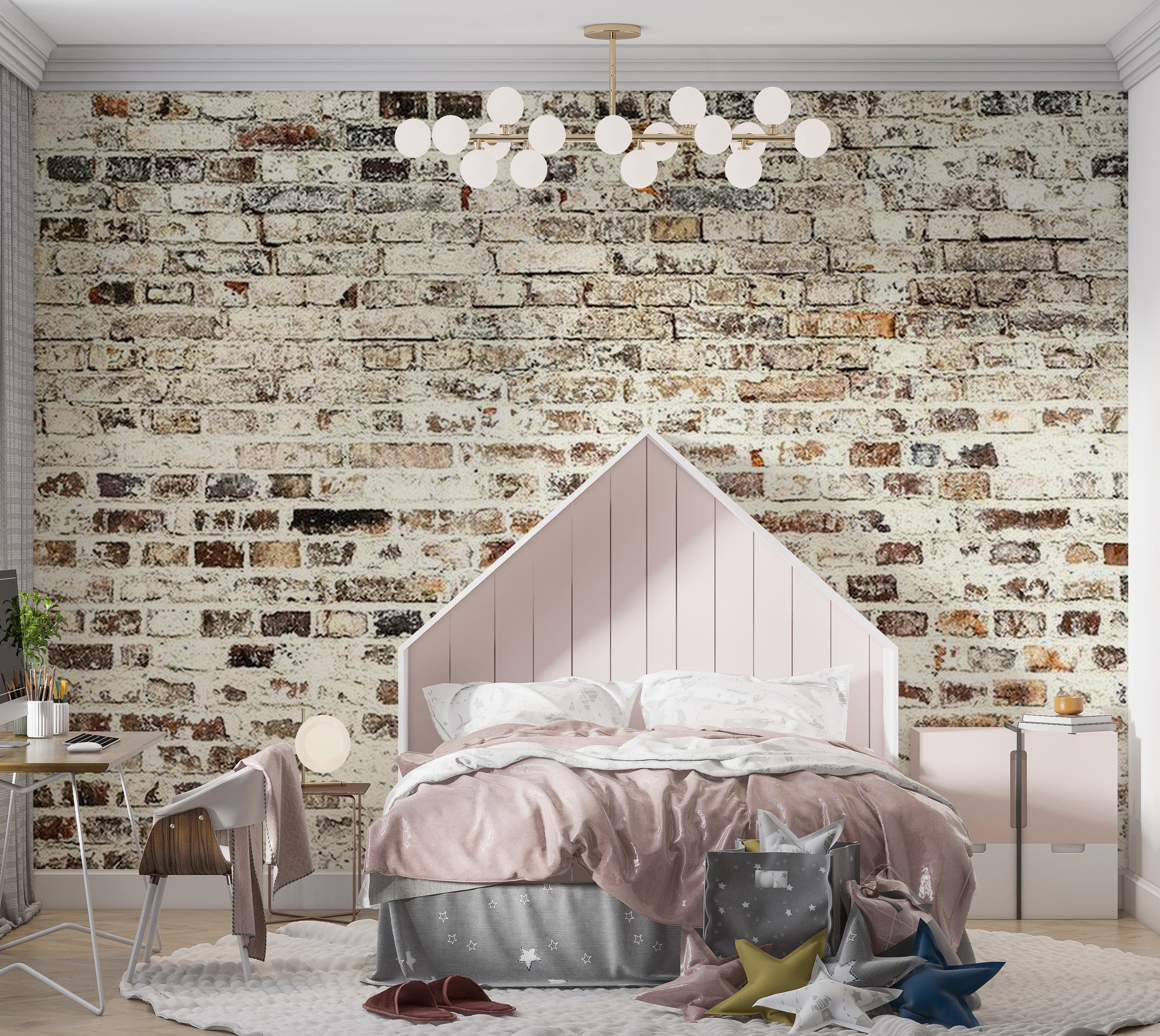 Background & Patterns Wallpaper Wall Mural - Old Factory Brick Wall 39"Wx27"H