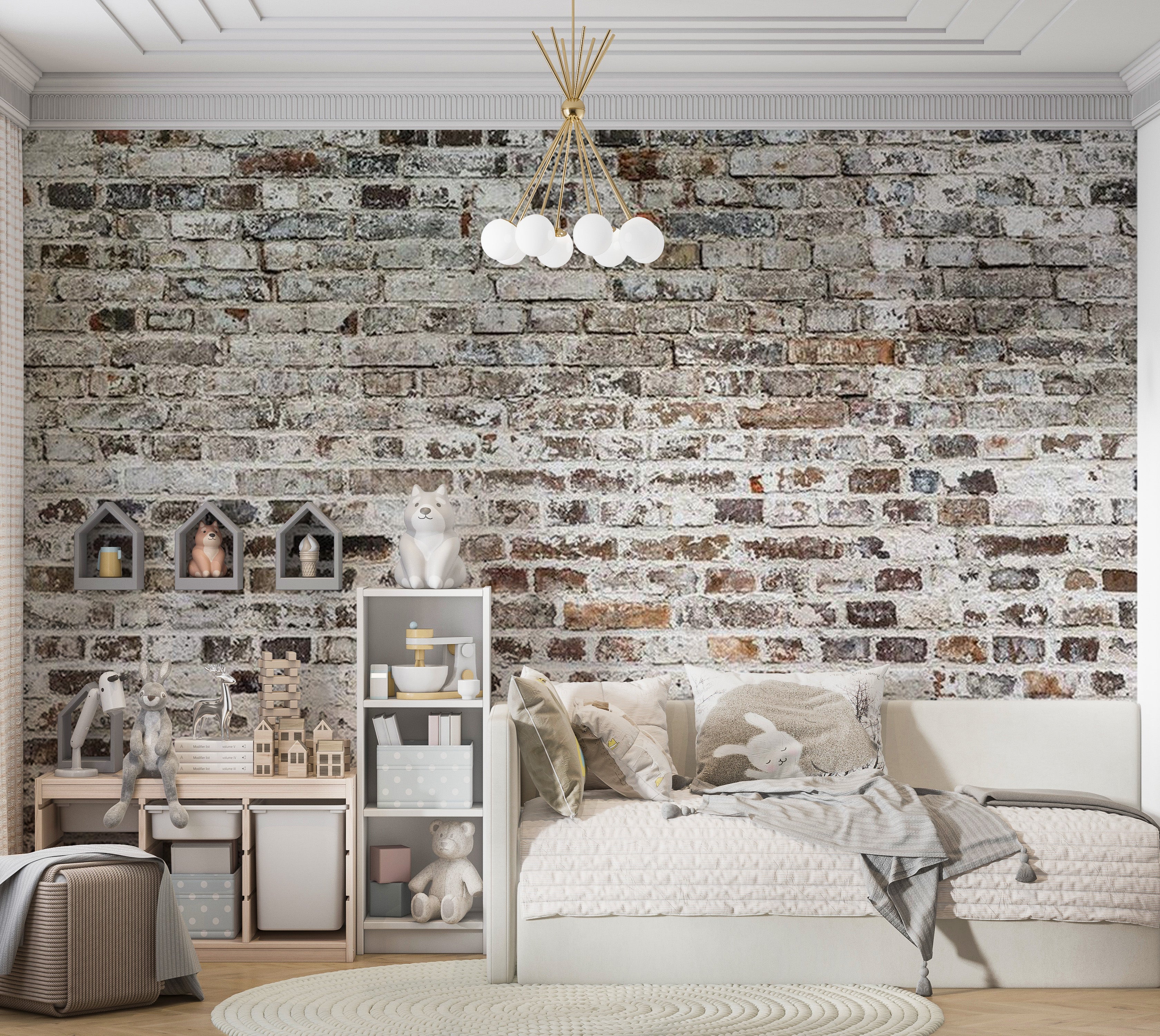 Background & Patterns Wallpaper Wall Mural - Old Weathered Grey Brick Wall 39"Wx27"H