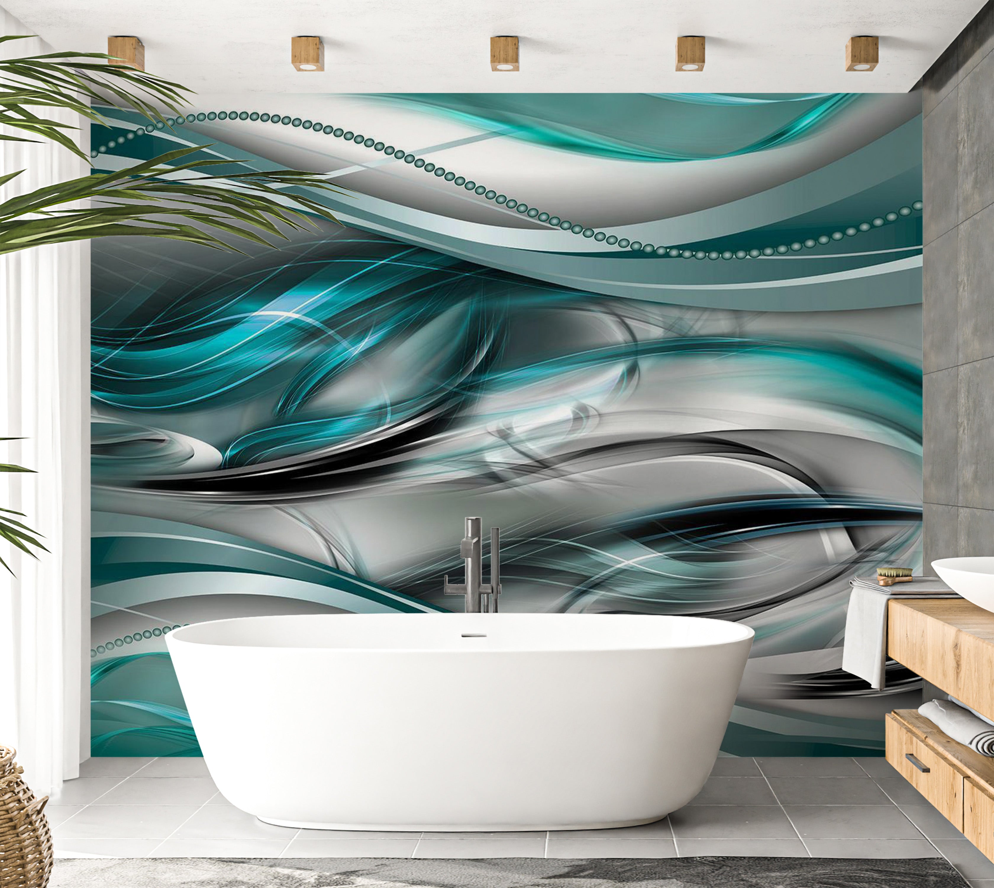 Abstract Wallpaper Wall Mural - Tunnels Green 39"Wx27"H