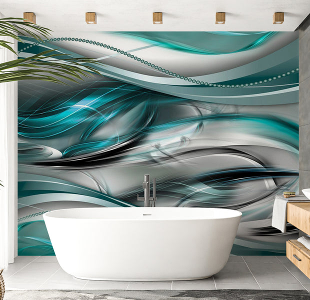 Abstract Wallpaper Wall Mural - Tunnels Green 39"Wx27"H