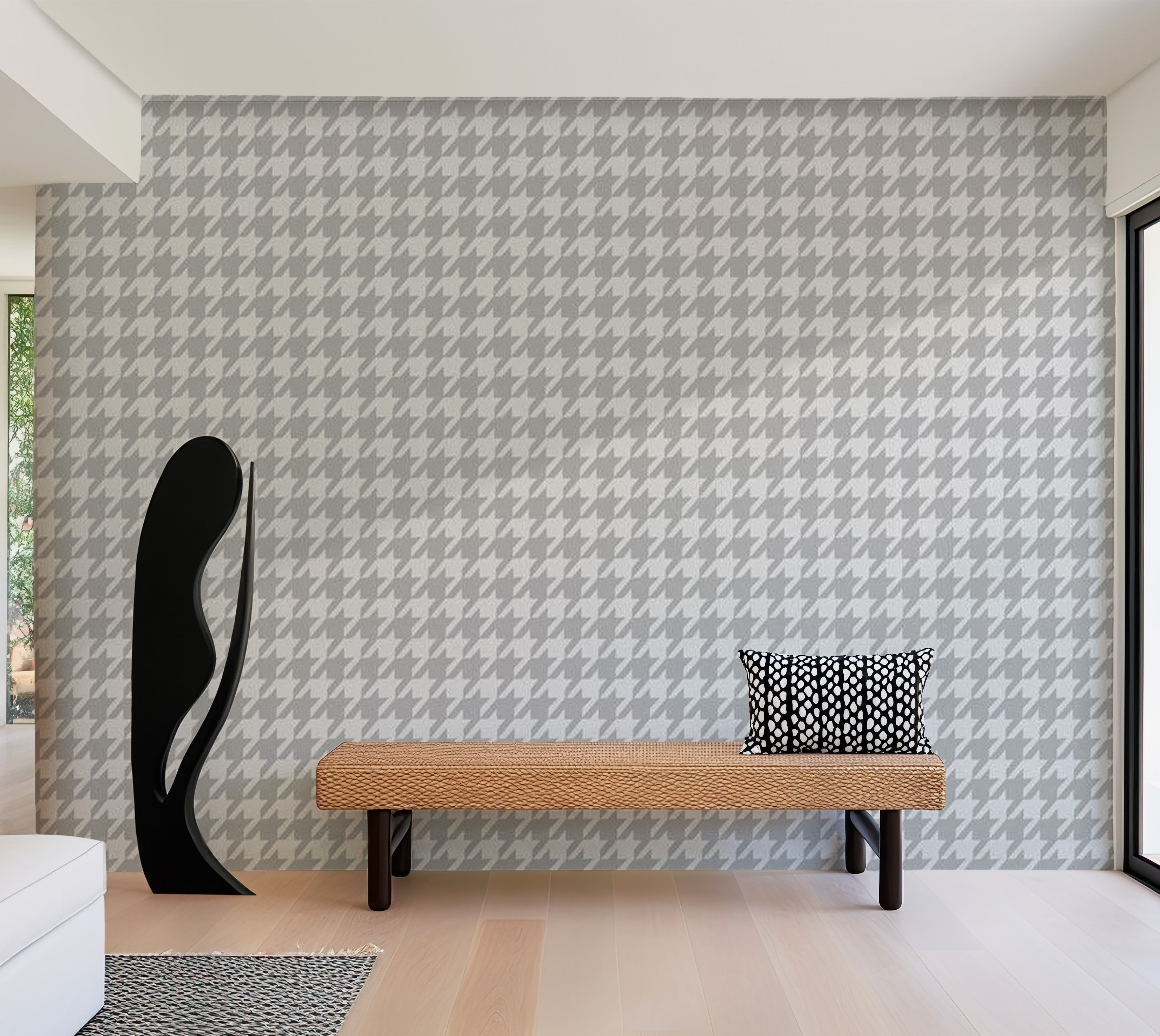 Abstract Wallpaper Wall Mural - Dogtooth Check 39"Wx27"H