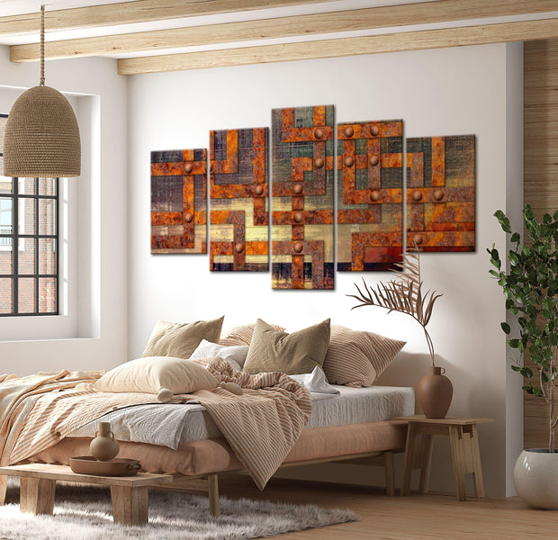 Abstract Canvas Wall Art - Metal Maze - 5 Pieces