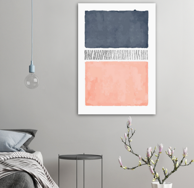Teal & Peach Abstract Art Poster 02