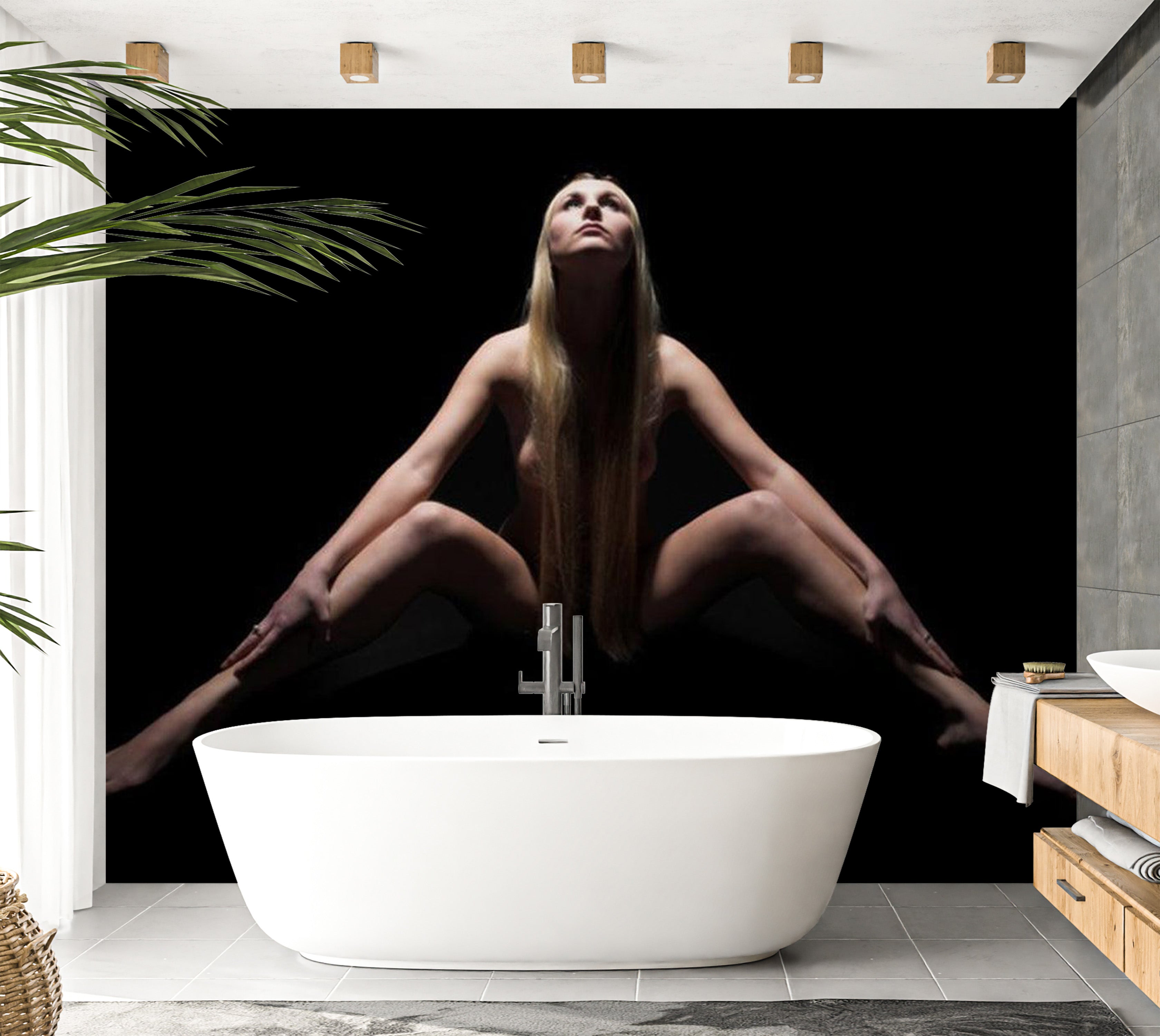 Abstract Wallpaper Wall Mural - Nude - Symmetry 118"Wx90"H