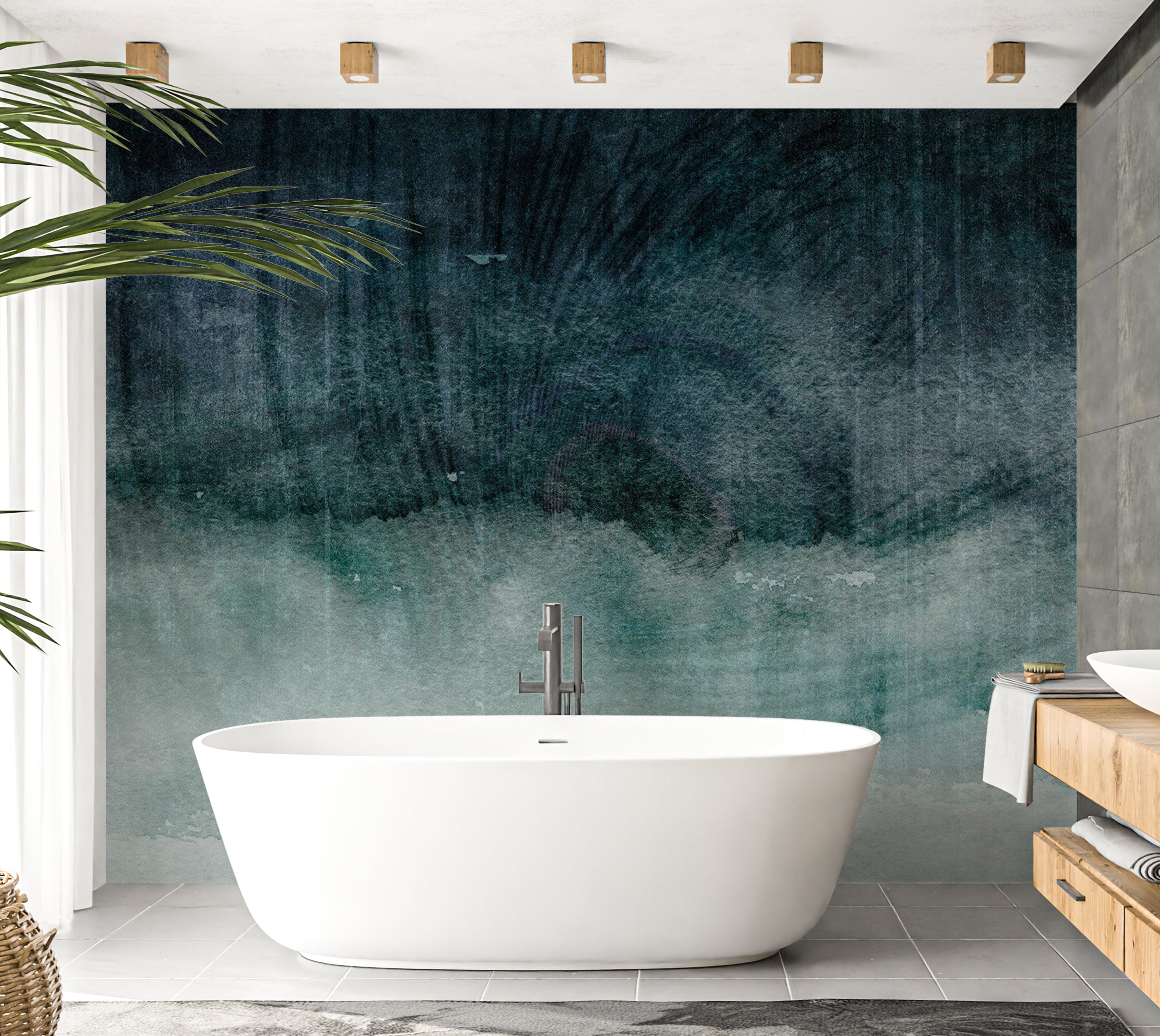 Peel & Stick Wall Mural - Blue Concrete Expression 38"Wx27"H