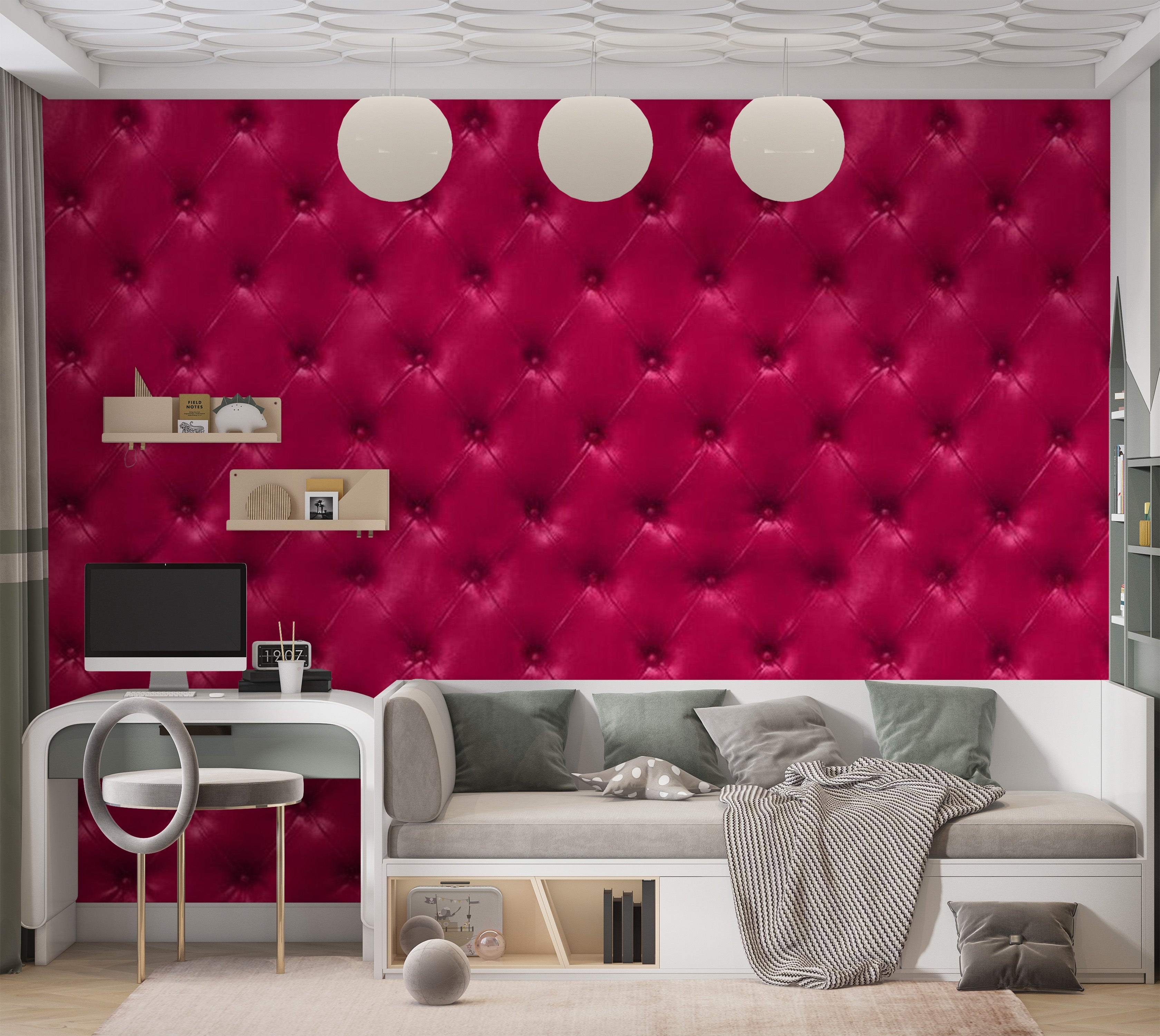 Background & Patterns Wallpaper Wall Mural - Fuchsia Chesterfield Pattern 39"Wx27"H