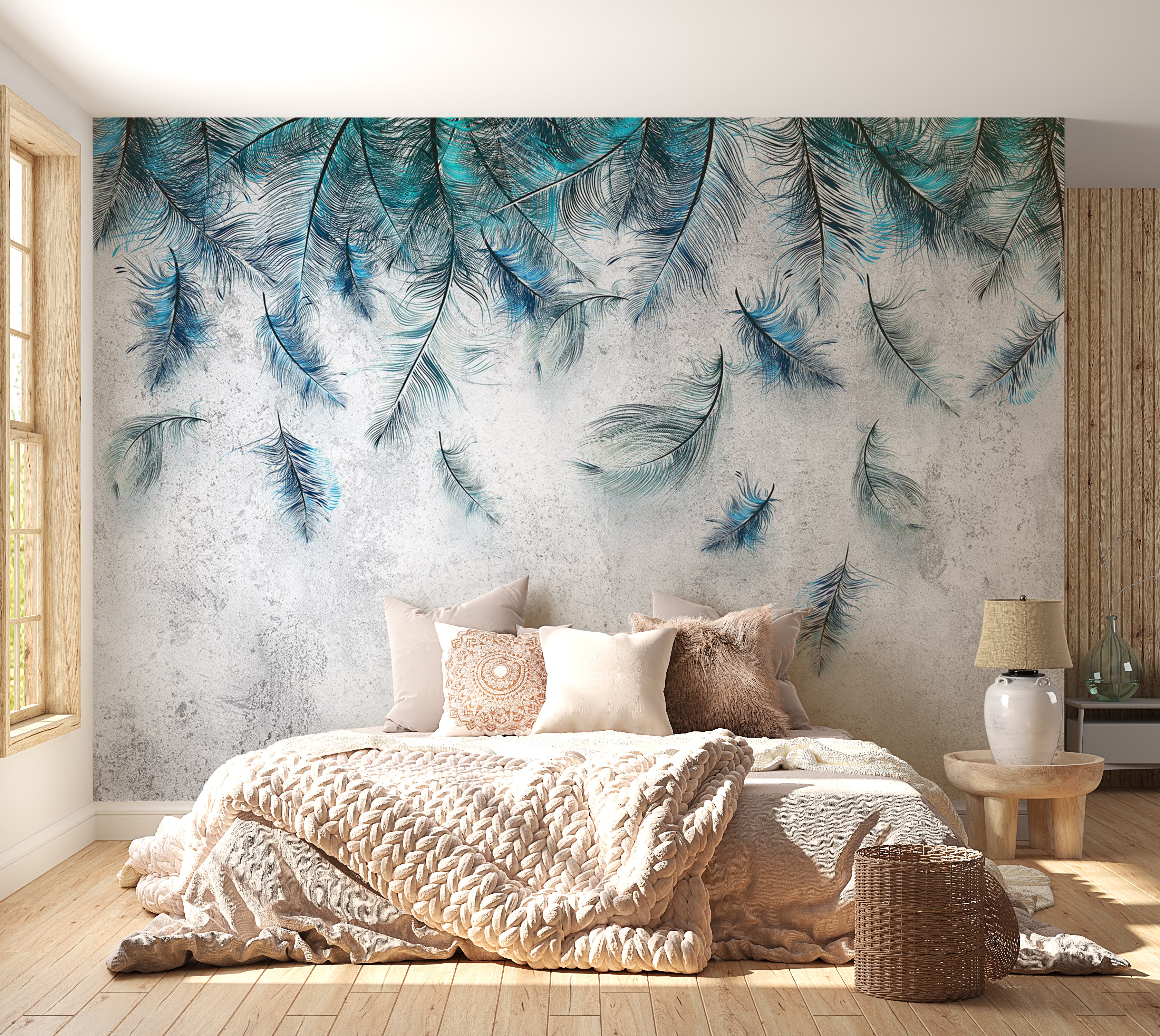 Botanical Wallpaper Wall Mural - Sapphire Breeze 39"Wx27"H / Standard