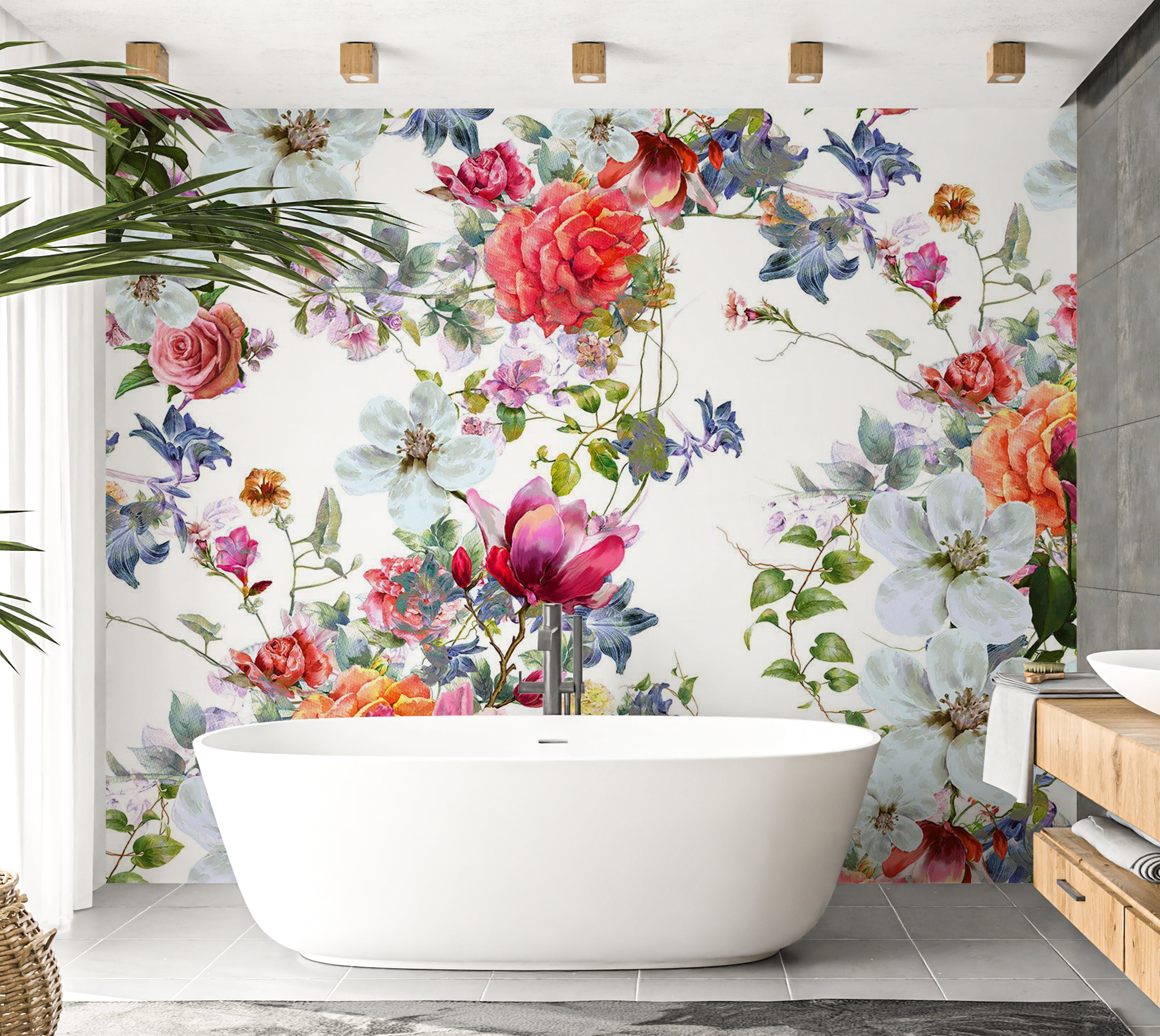 Peel & Stick Floral Wall Mural - Colored Bouquet 38"Wx27"H