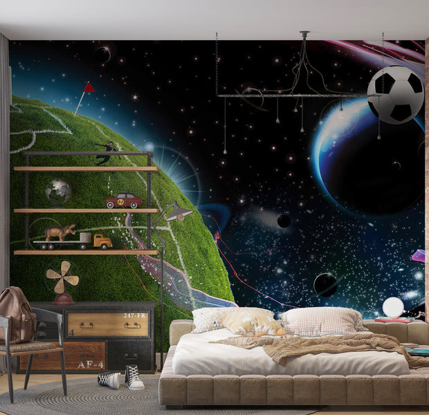 Peel & Stick Sports Wall Mural - Football Space Match 38"Wx27"H