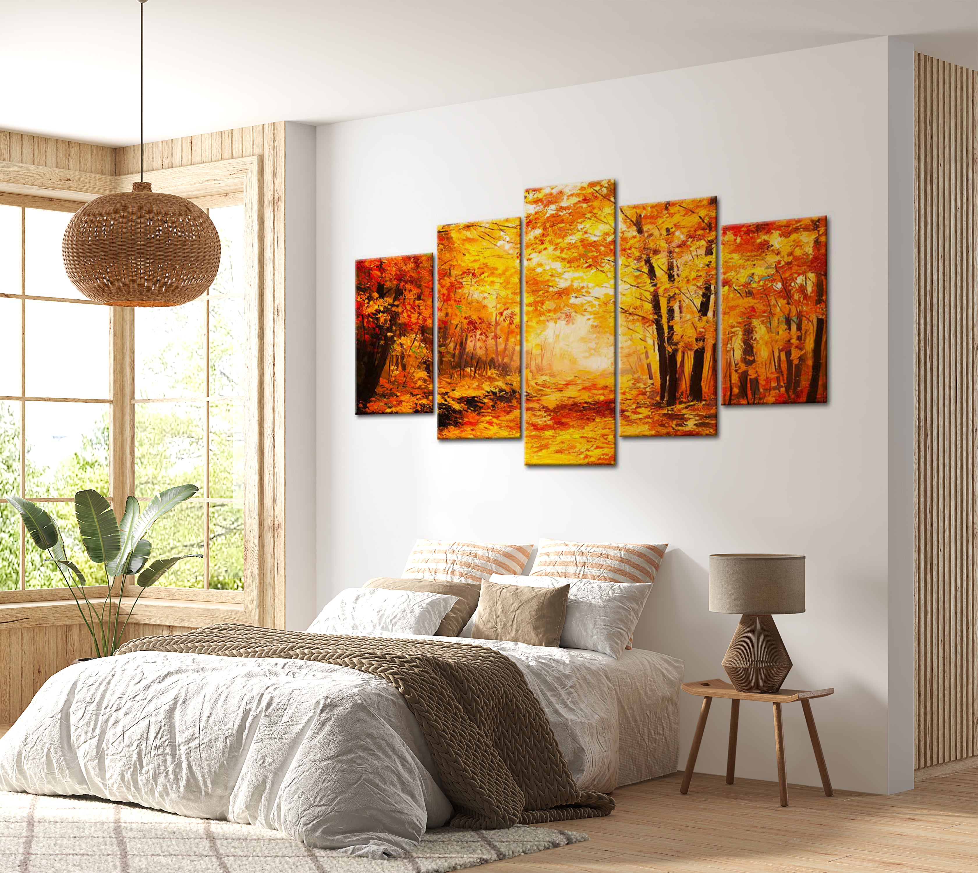 Stretched Canvas Landscape Art - Autumn Alley 40"Wx20"H