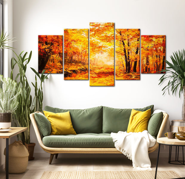 Stretched Canvas Landscape Art - Autumn Alley 40"Wx20"H