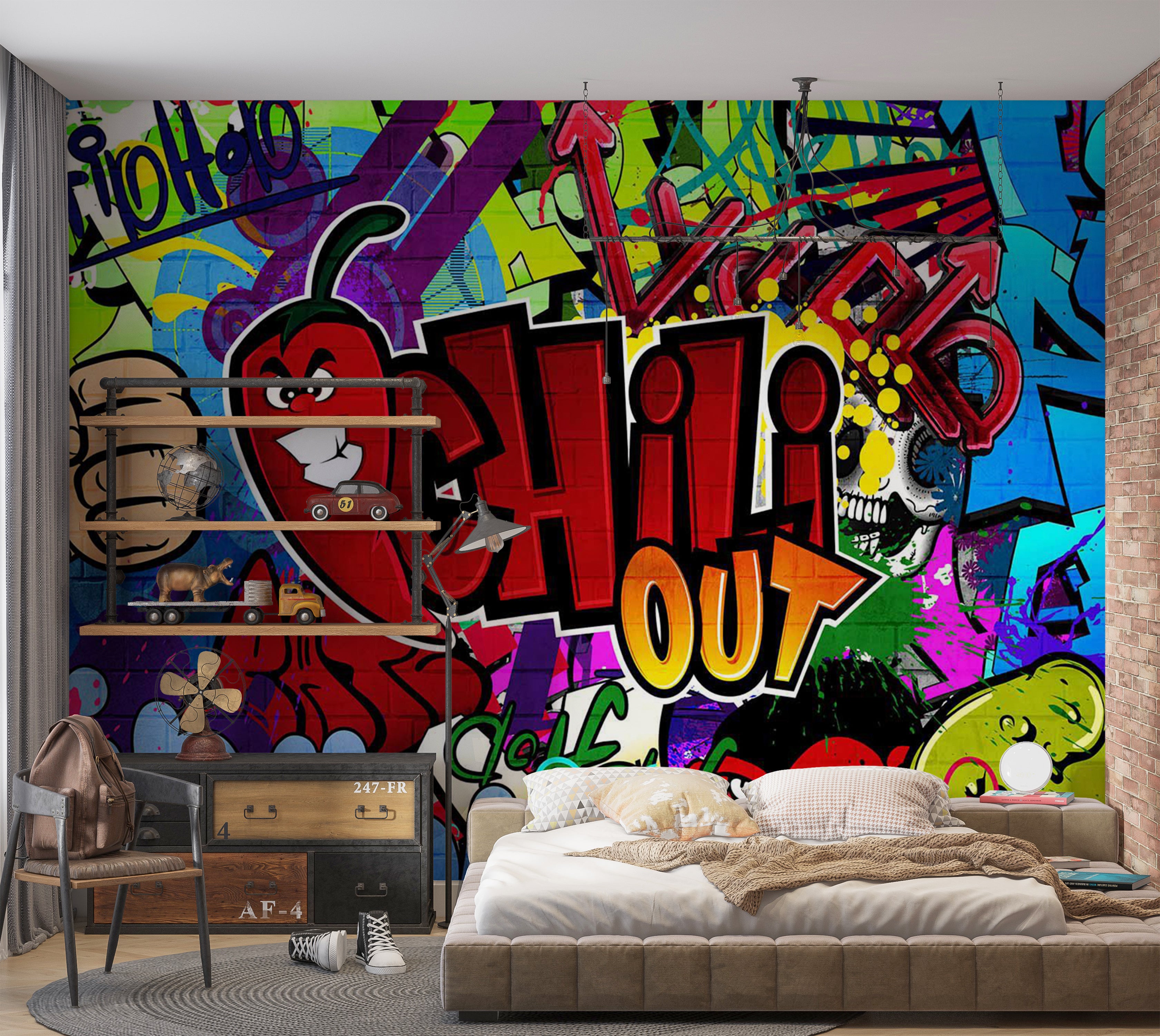 Peel & Stick Street Art Wall Mural - Chili Out 38"Wx27"H