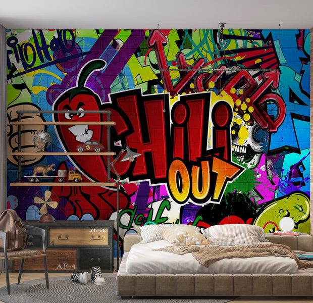 Peel & Stick Street Art Wall Mural - Chili Out 38"Wx27"H