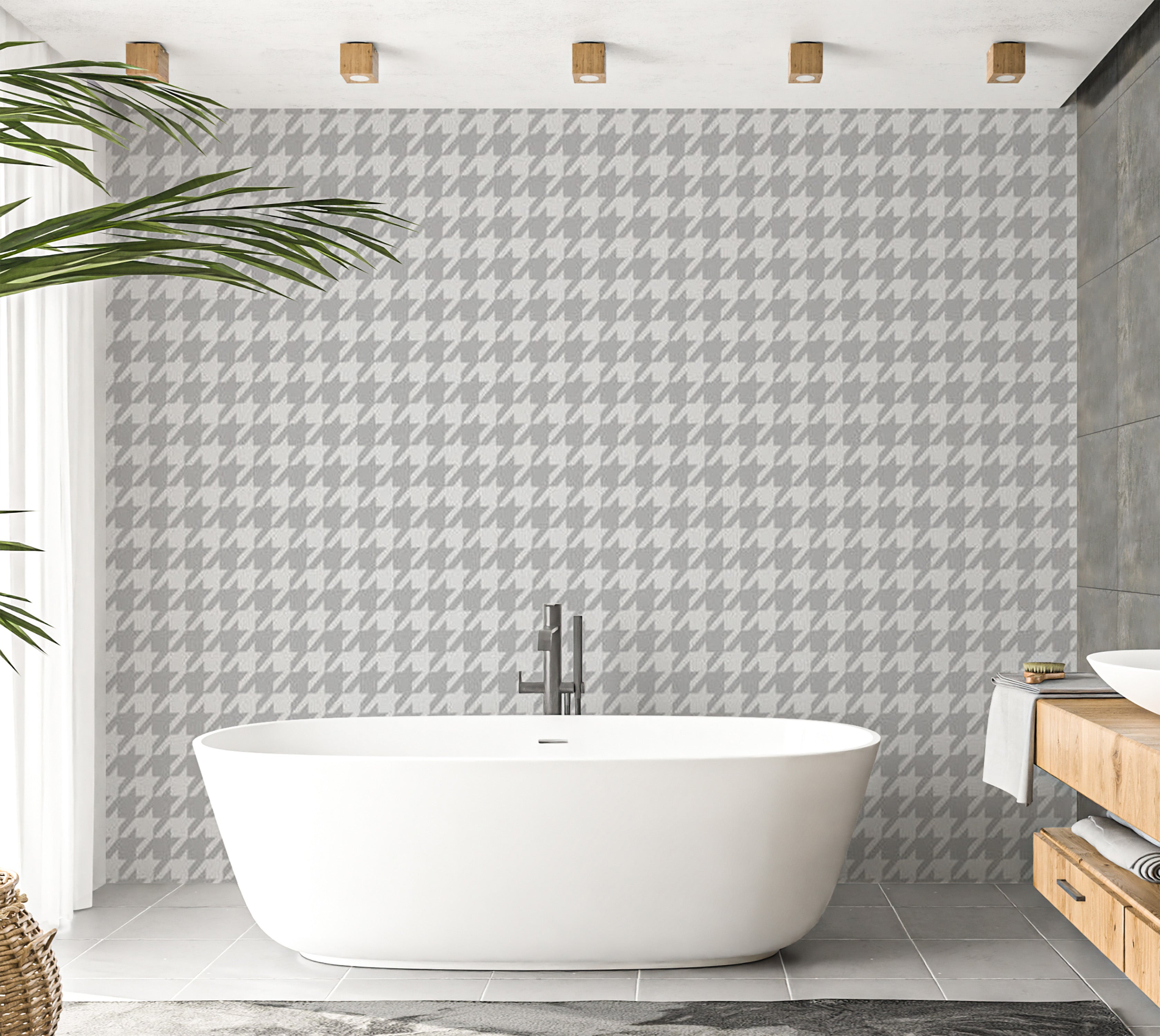 Abstract Wallpaper Wall Mural - Dogtooth Check 39"Wx27"H