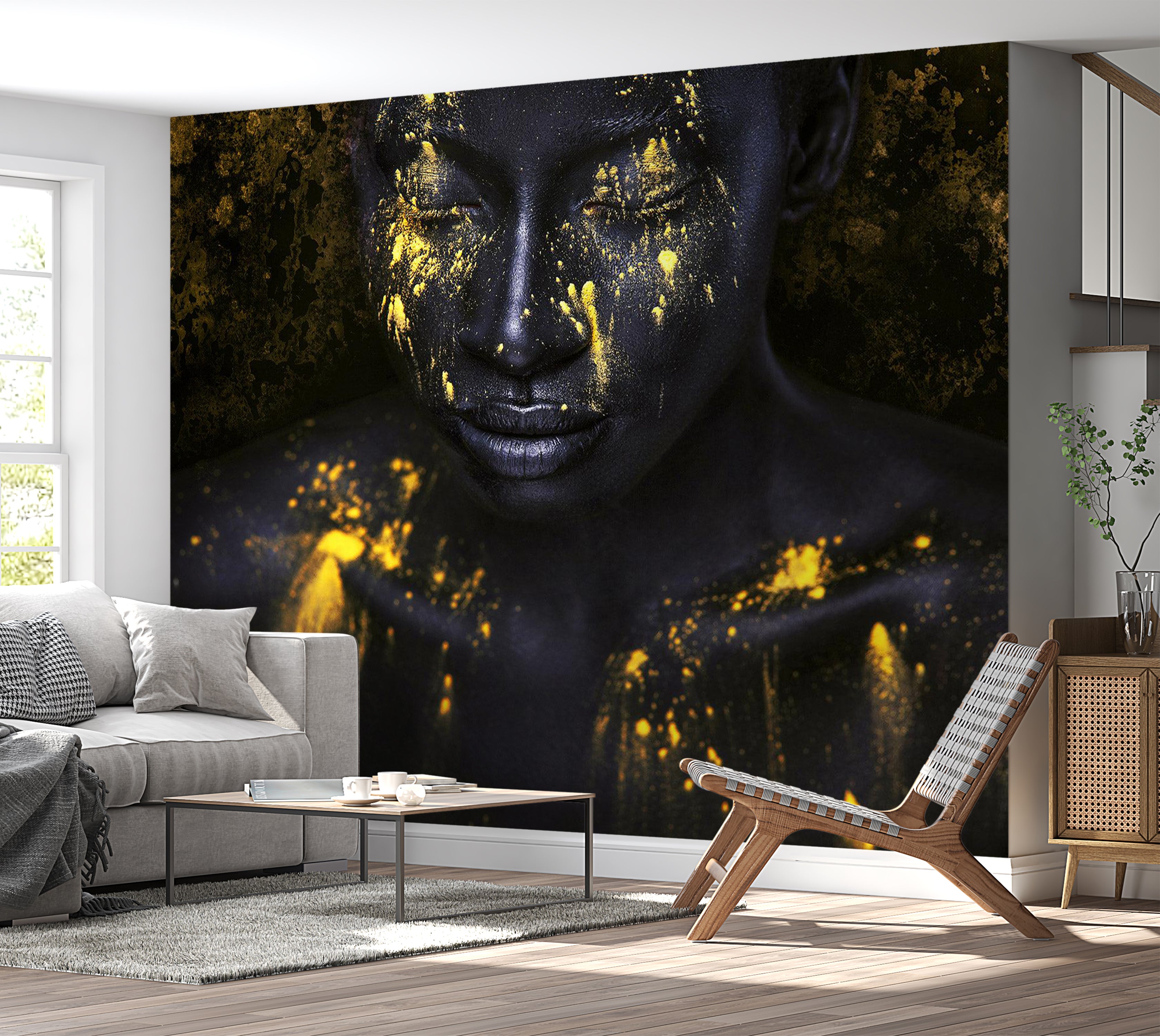 Abstract Wallpaper Wall Mural - Bathed in Gold 39"Wx27"H / Standard