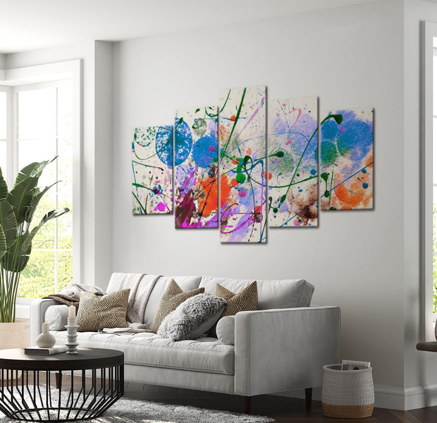 Abstract Canvas Wall Art - Artist Having Fun - 5 Pieces