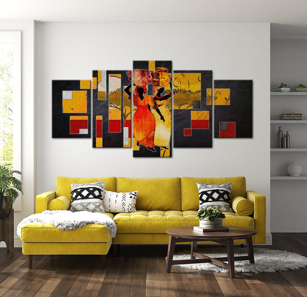 Abstract Canvas Wall Art - Desert Walk - 5 Pieces