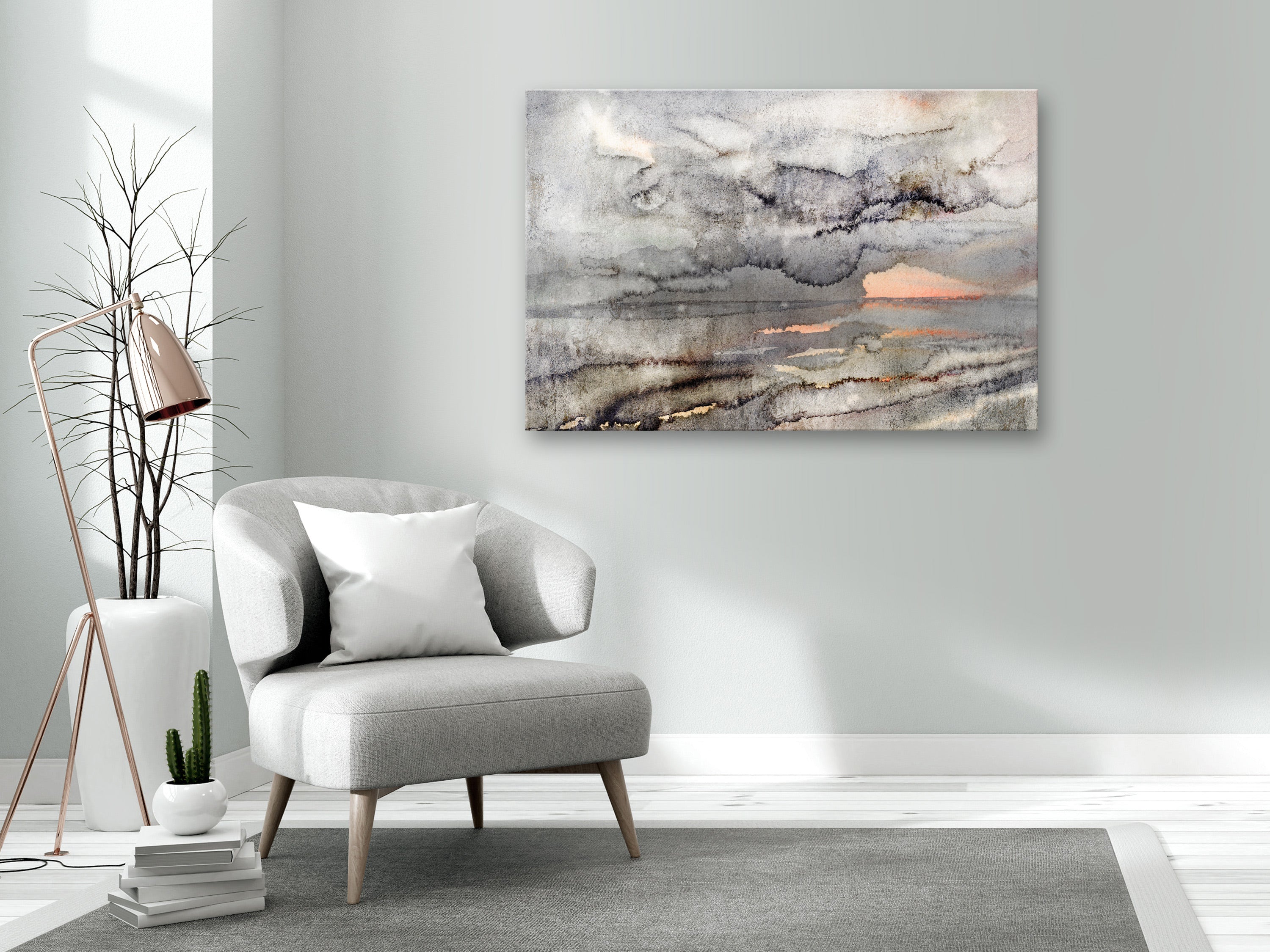 Abstract Canvas Wall Art - Connected Clouds