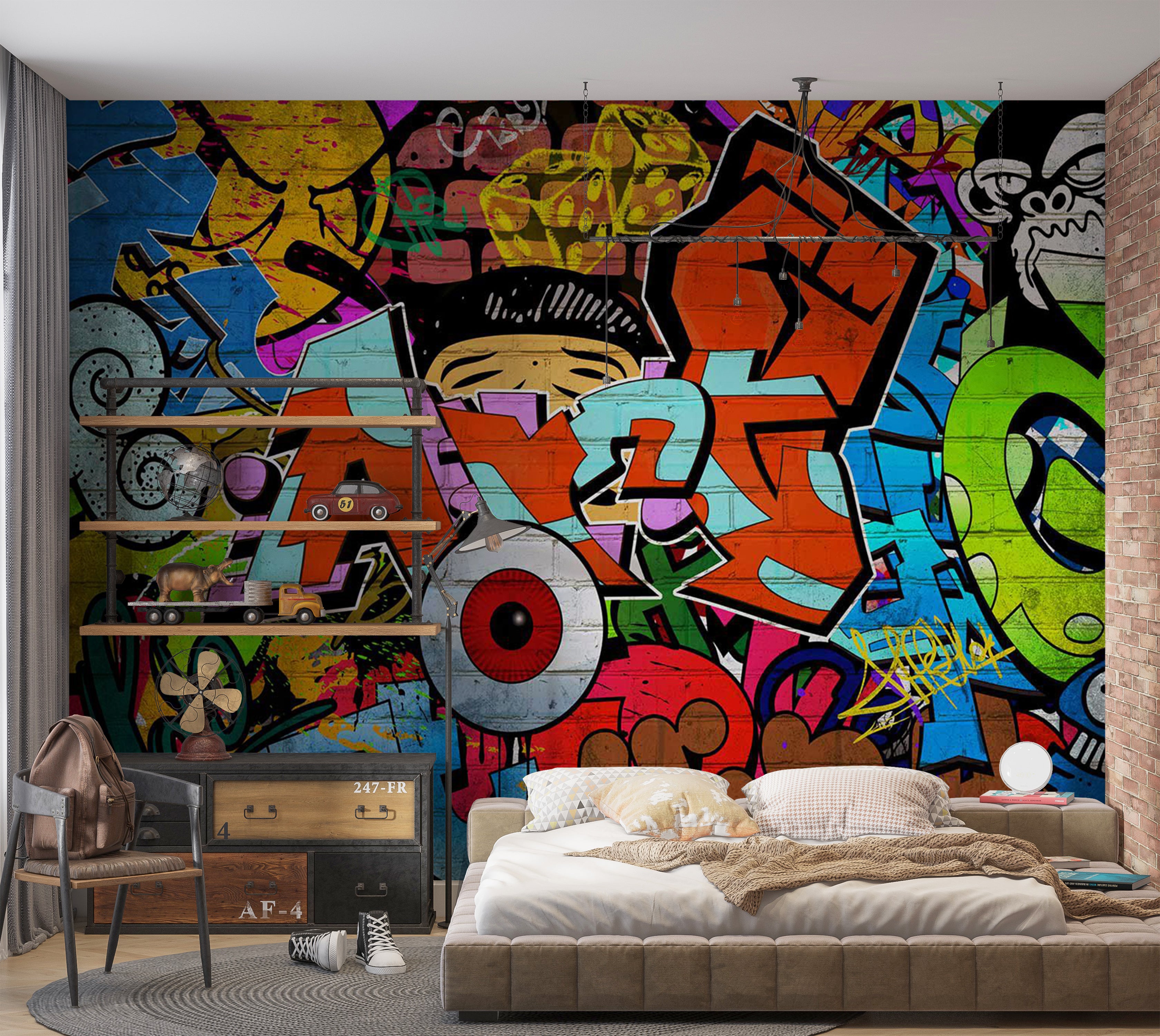 Peel & Stick Street Art Wall Mural - Hip Hop Art 38"Wx27"H