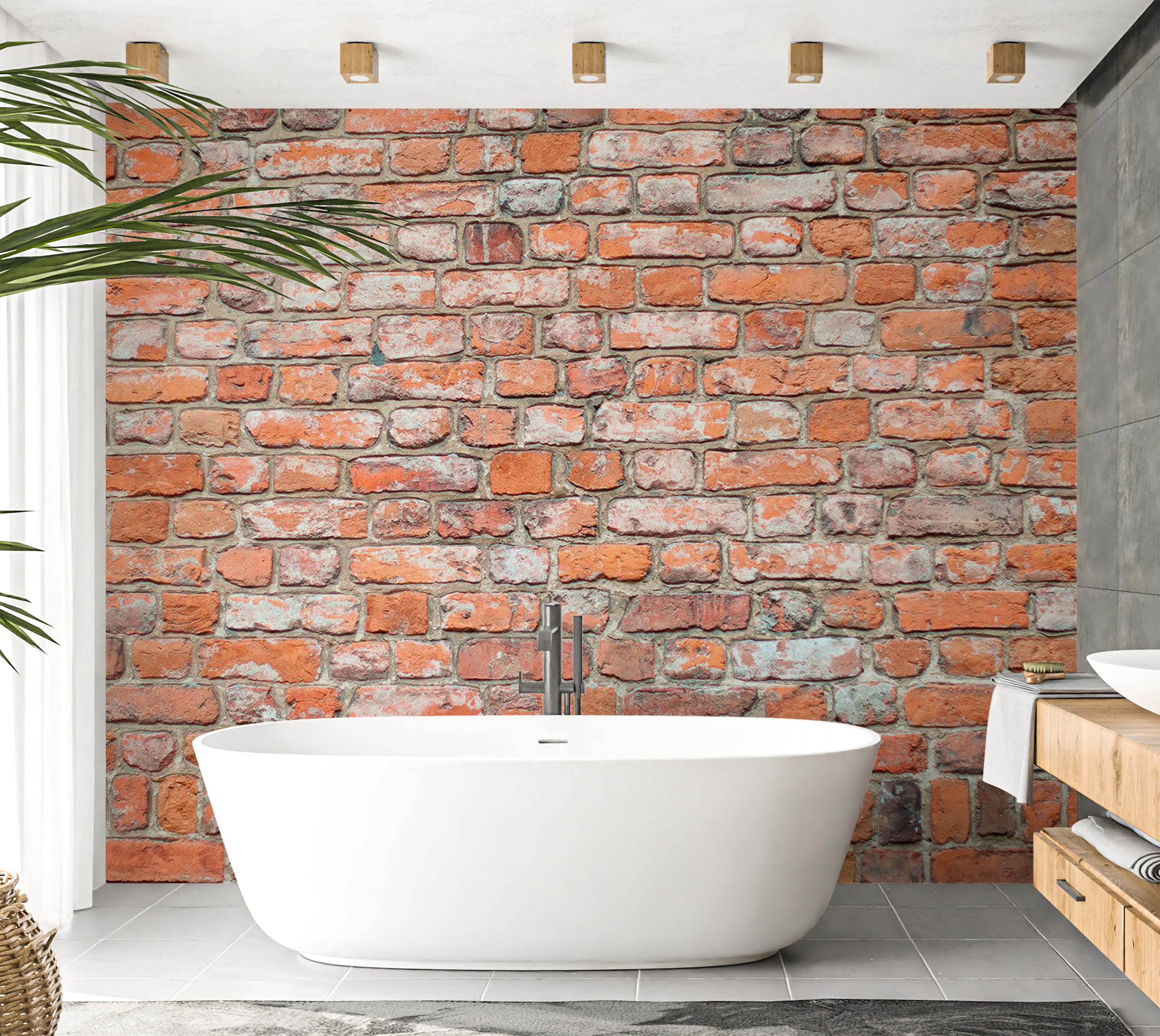 Peel & Stick Wall Mural - Red Brick Loft Wall 38"Wx27"H