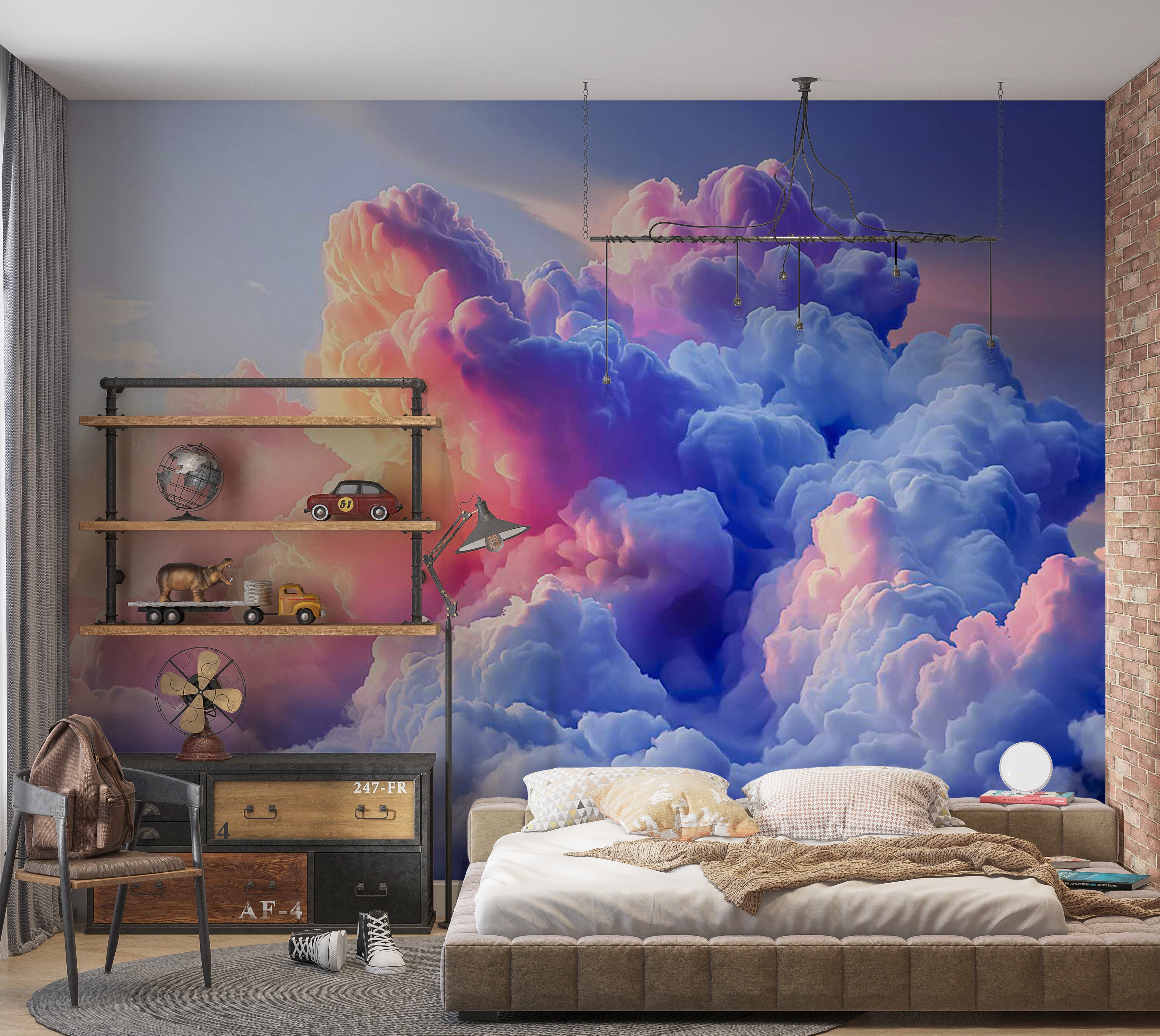 Peel & Stick Wall Mural - Artistic Clouds 38"Wx27"H