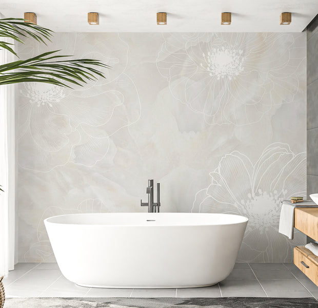 Peel & Stick Floral Wall Mural - Delicacy of The Moment 38"Wx27"H