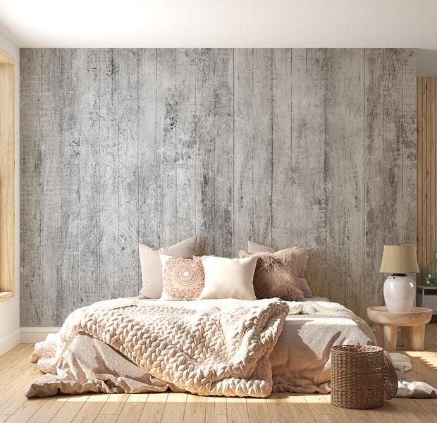 Surface Texture Wallpaper Wall Mural - Grey Rustic Old Wood 39"Wx27"H / Standard