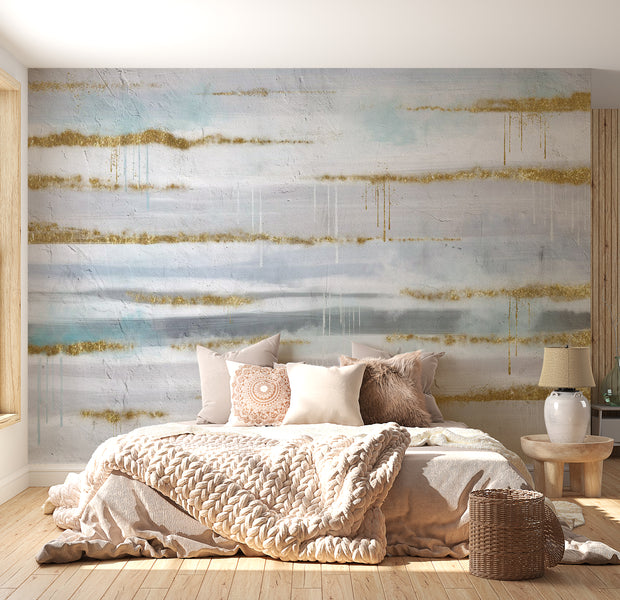 Surface Texture Wallpaper Wall Mural - Modern Gold Sparkle Wall 39"Wx27"H / Standard